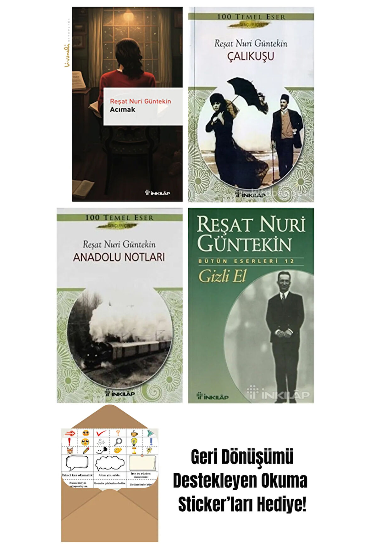 Reşat Nuri Güntekin 4 Kitap Seti + Okuma Sticker'ları