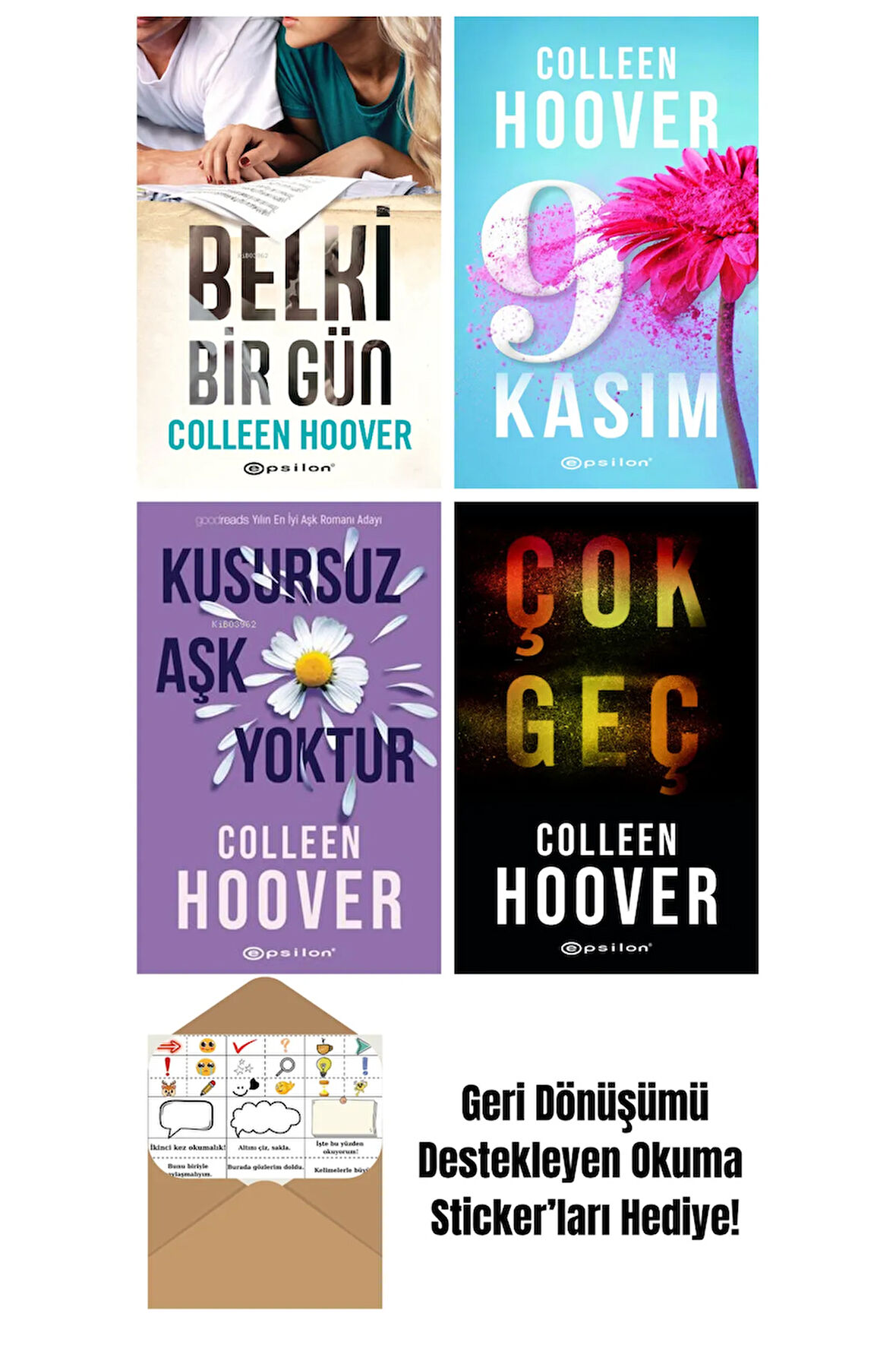 Colleen Hoover 4 Kitap Seti + Okuma Sticker'ları