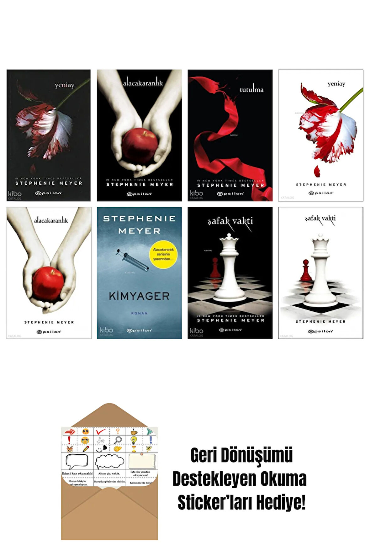 Stephenie Meyer 8 Kitap Seti + Okuma Sticker'ları