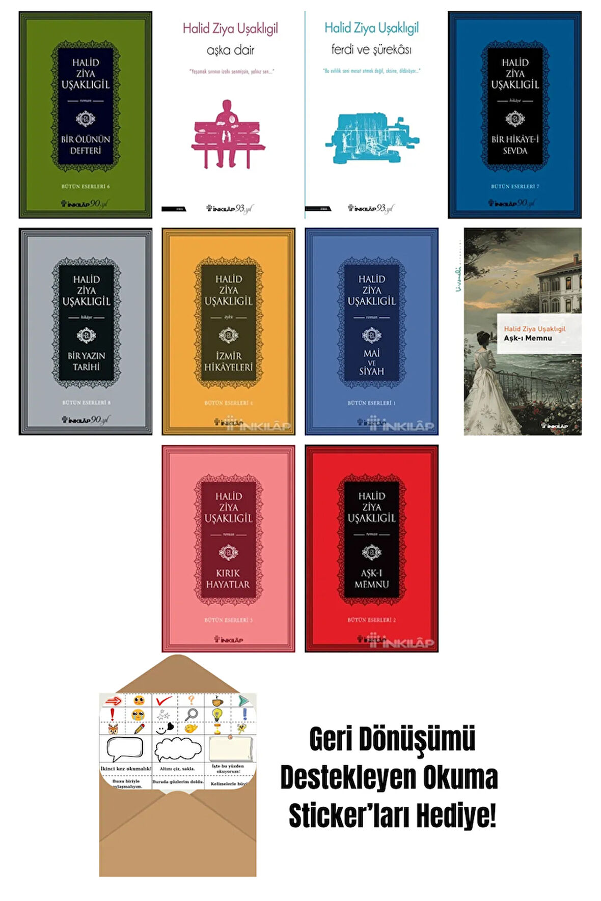 Halid Ziya Uşaklıgil 10 Kitap Seti + Okuma Sticker'ları
