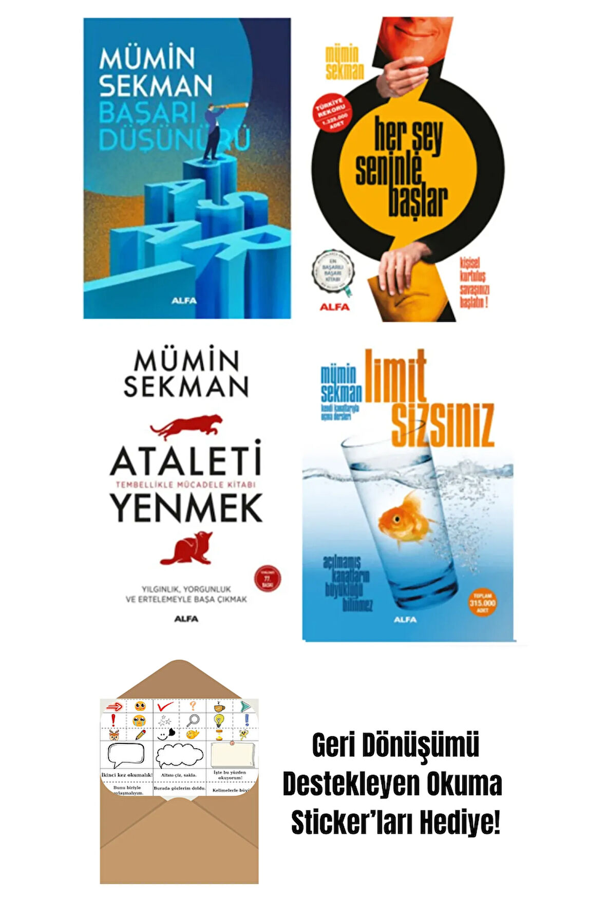 Mümin Sekman 4 Kitap/Başarı Düşünürü + Okuma Sticker'ları
