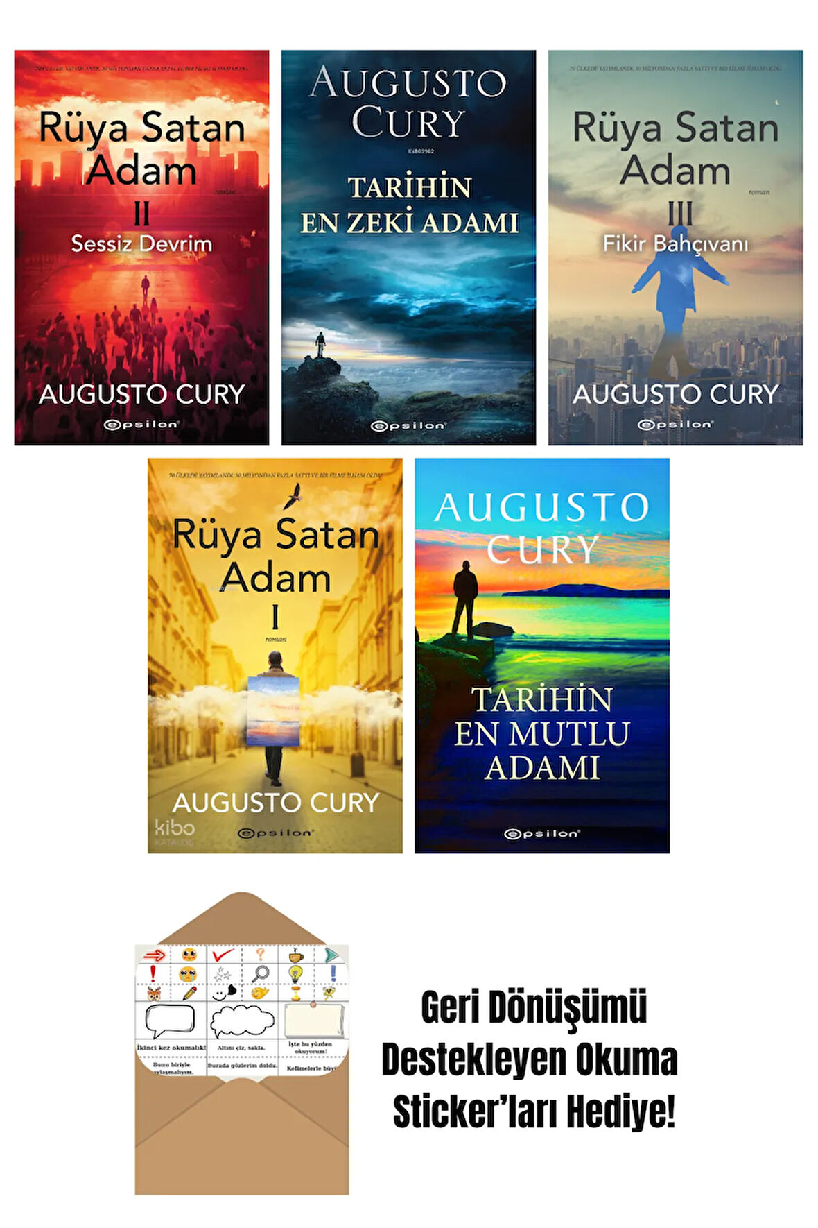 Augusto Cury 5 Kitap Seti + Okuma Sticker'ları