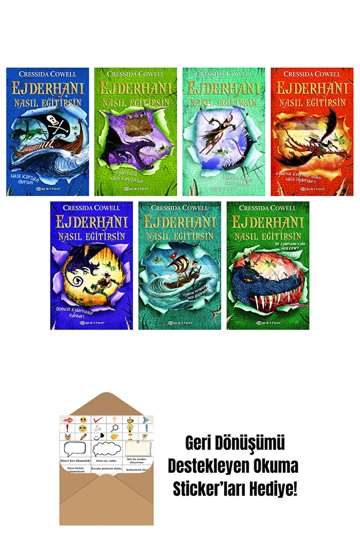Cressida Cowell 7 Kitap Seti + Okuma Sticker'ları