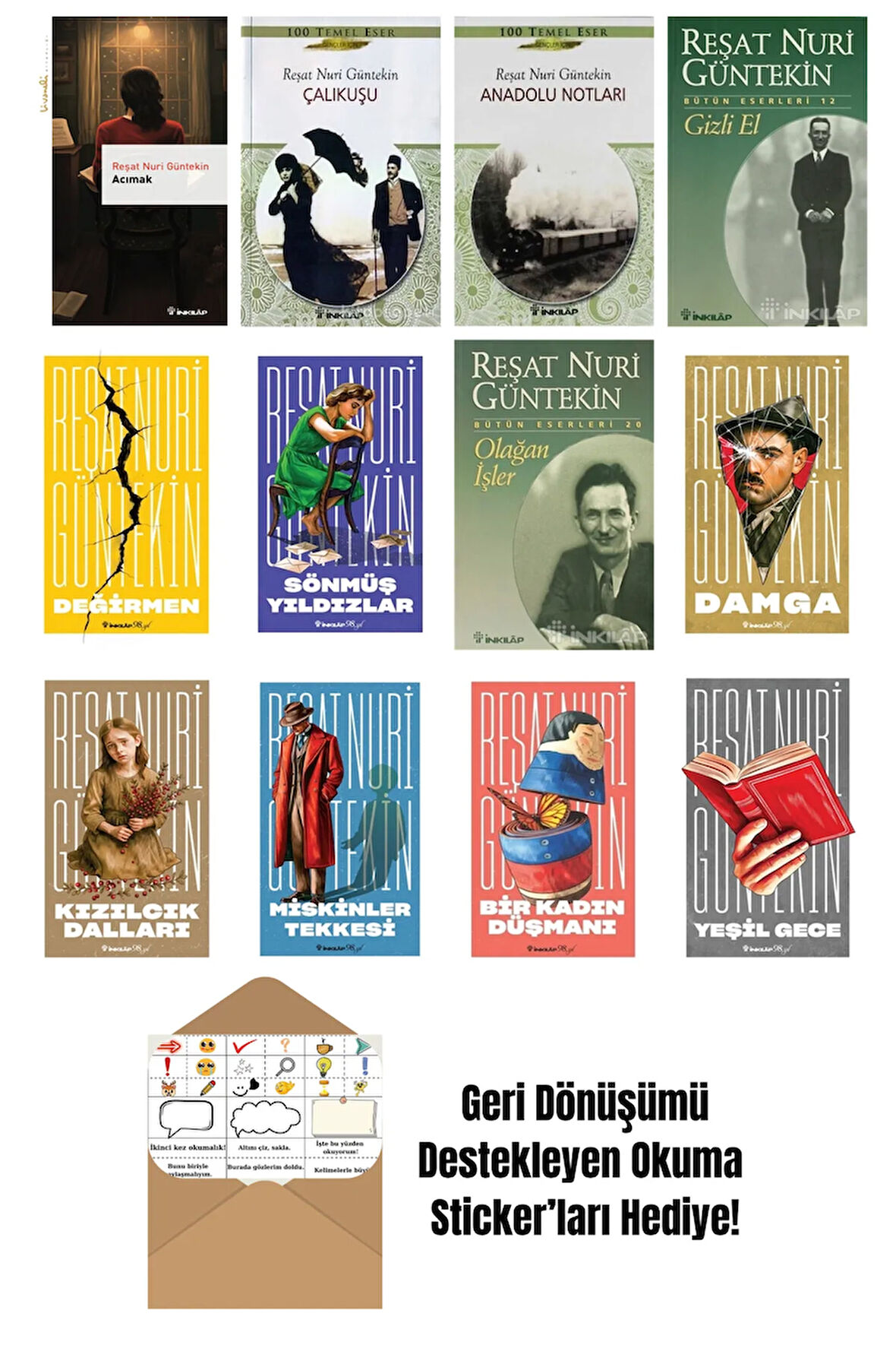 Reşat Nuri Güntekin 12 Kitap Seti + Okuma Sticker'ları