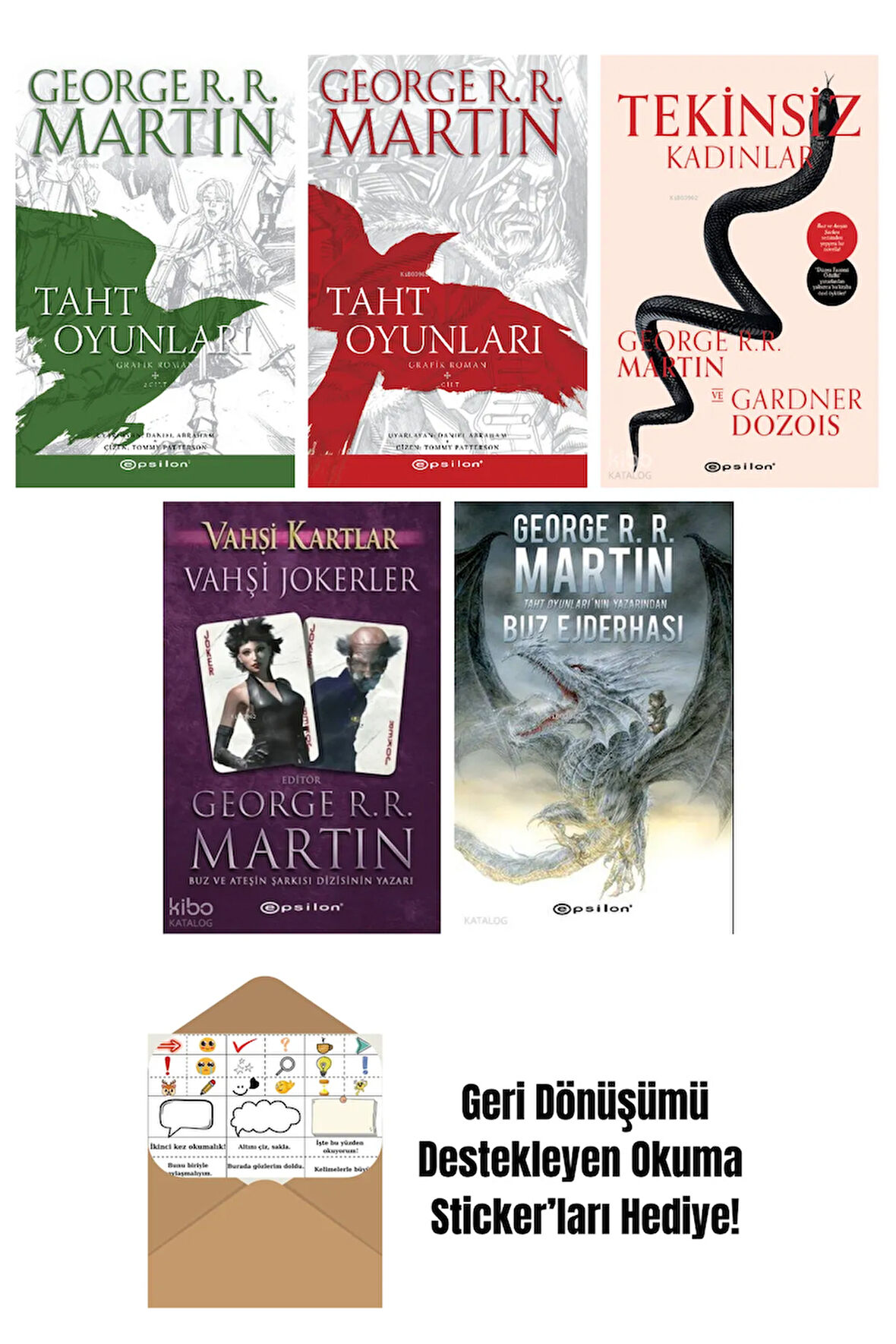 George R. R. Martin 5 Kitap Seti + Okuma Sticker'ları