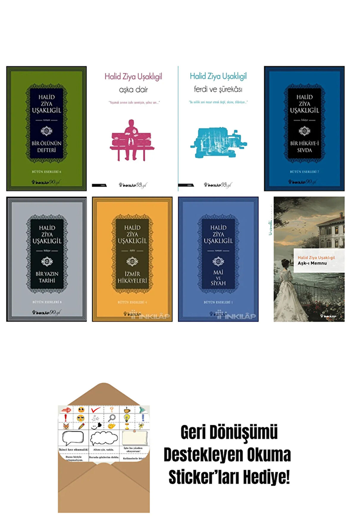 Halid Ziya Uşaklıgil 8 Kitap Seti + Okuma Sticker'ları