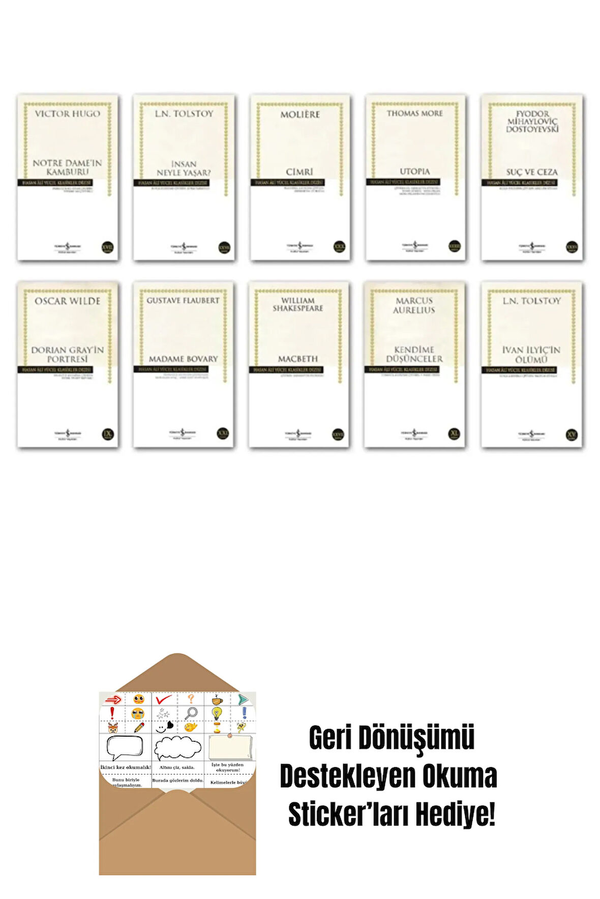 Hasan Ali Yücel Dünya Klasikleri Set 10 Kitap Dünya Edebiyatı + Okuma Sticker'ları