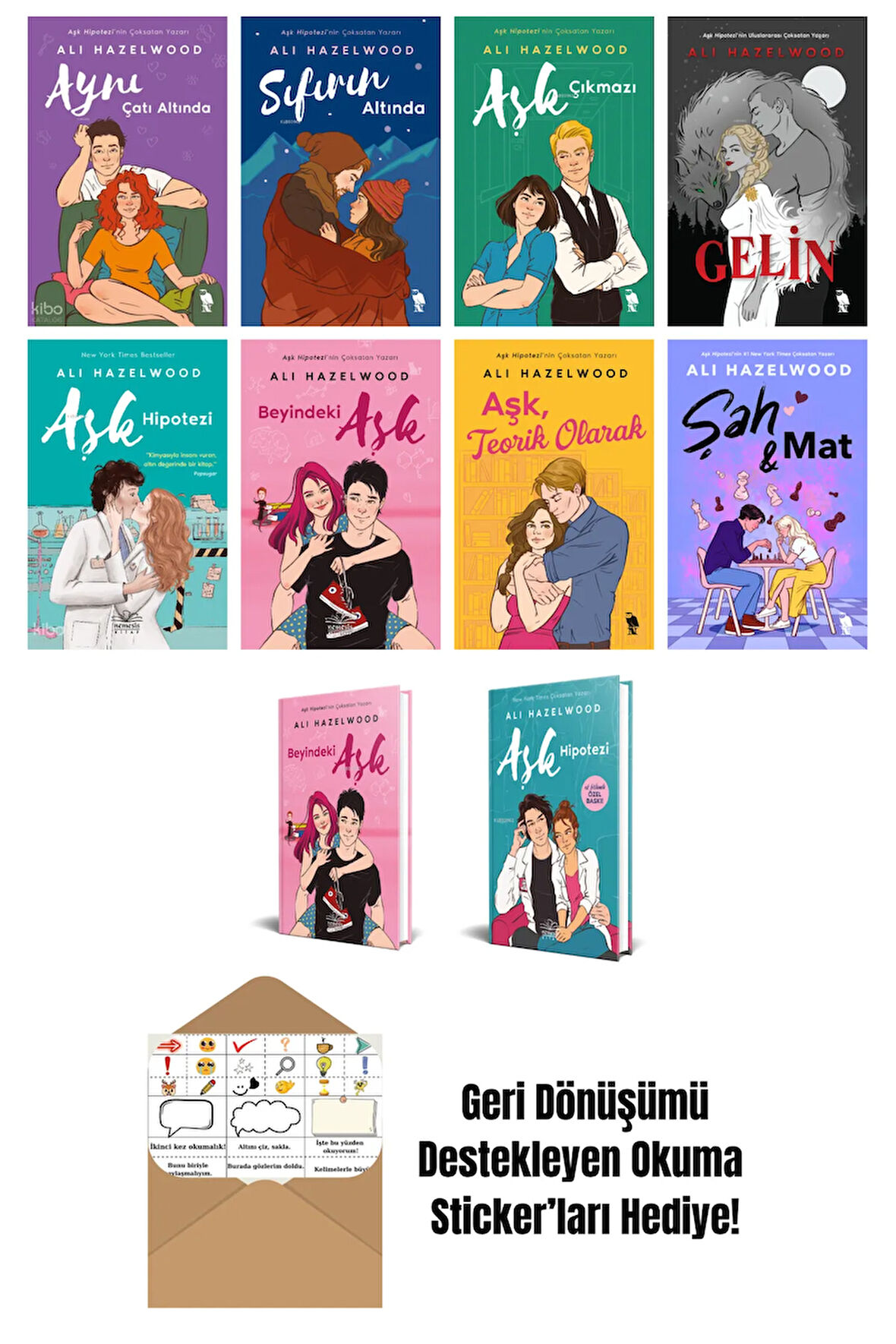 Ali Hazelwood 10 Kitap Seti + Okuma Sticker'ları
