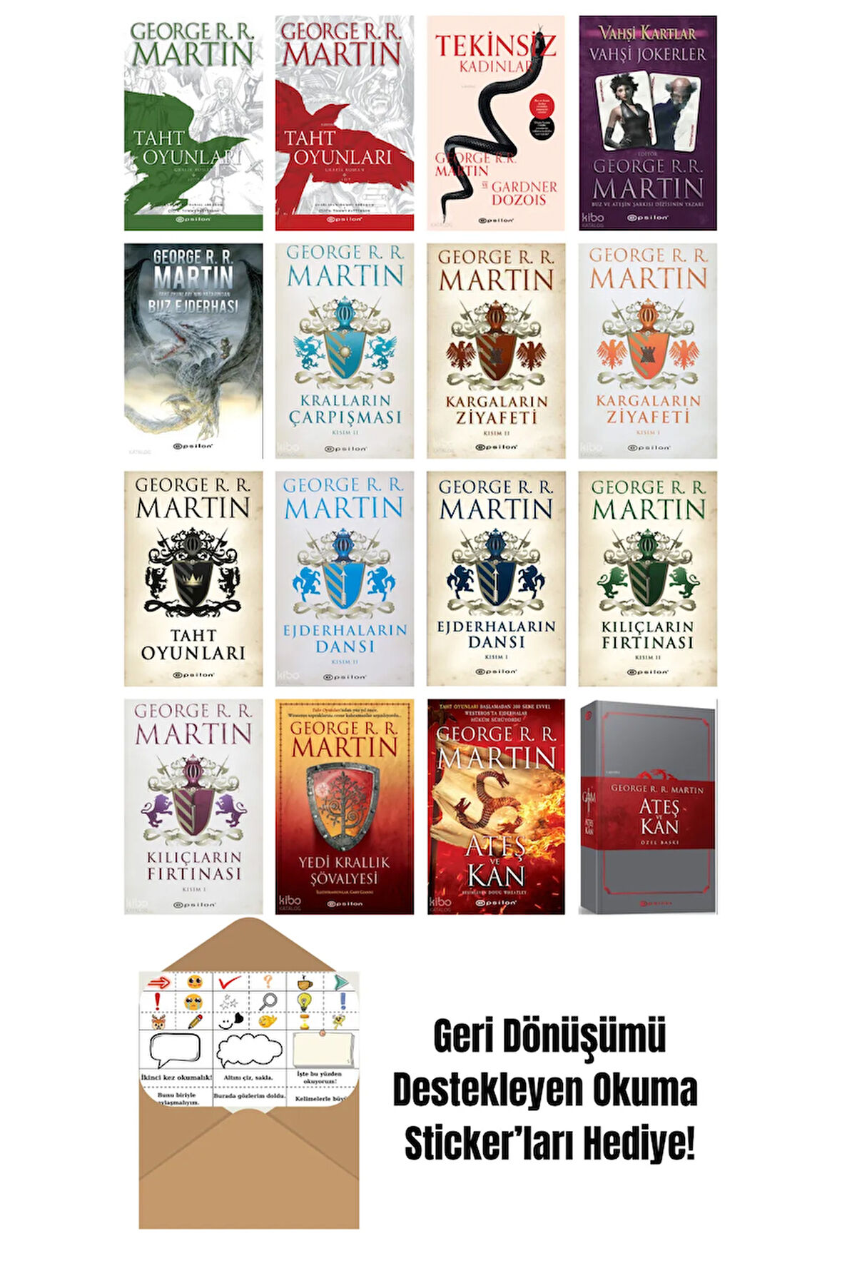 George R. R. Martin 16 Kitap Seti + Okuma Sticker'ları