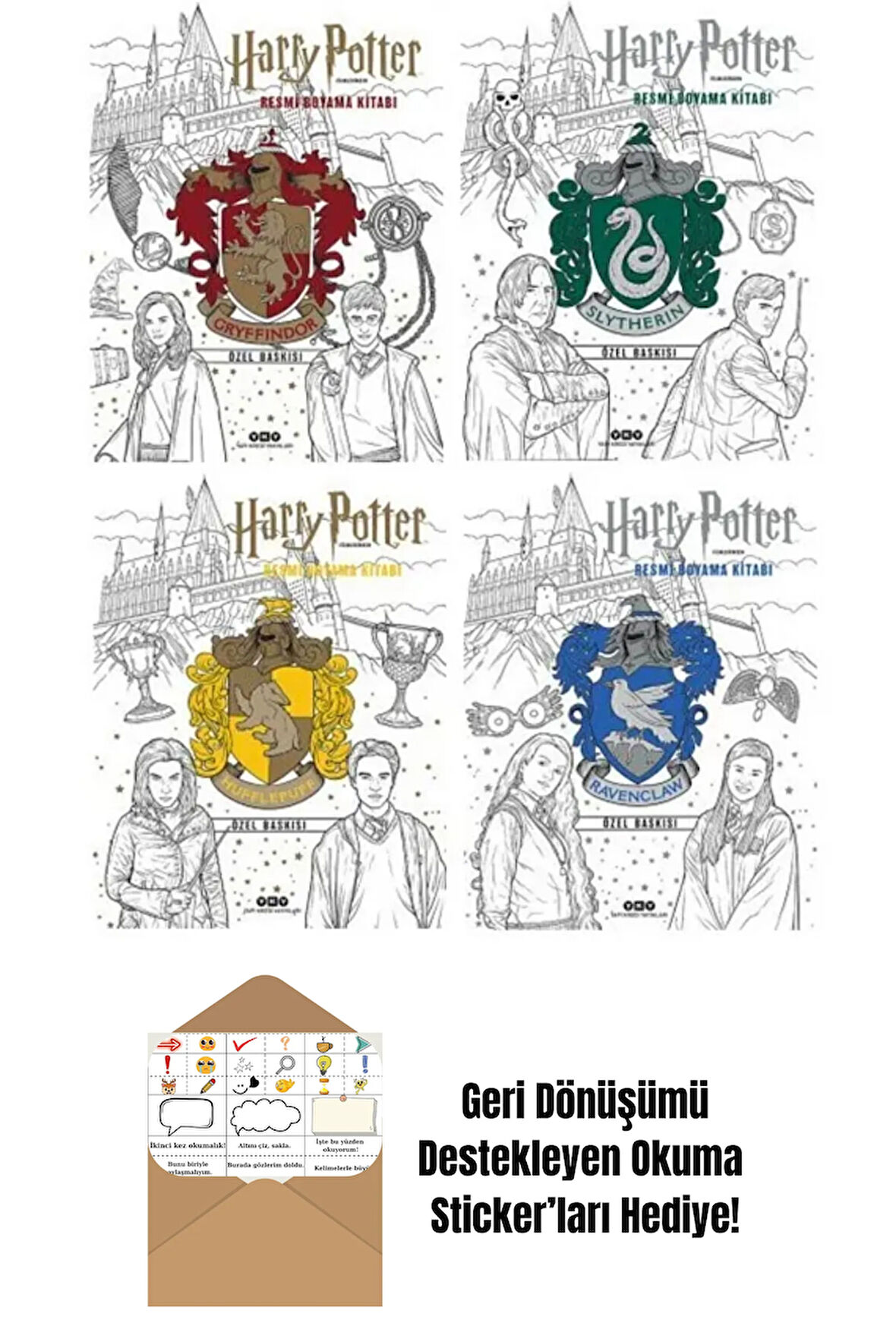 Harry Potter Boyama Kitabı 4'lü Set + Okuma Sticker'ları