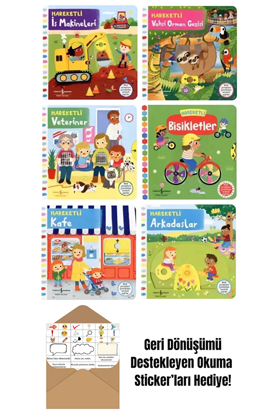 İş Bankası Hareketli Kitaplar Serisi 6 Kitap Set + Okuma Sticker'ları