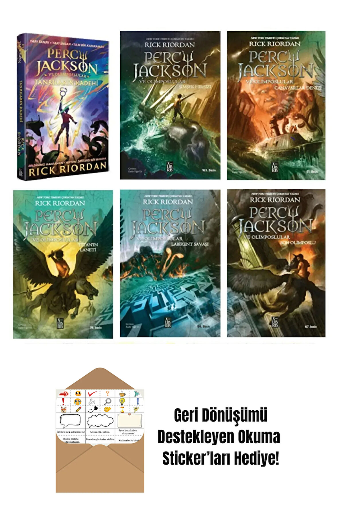 Percy Jackson ve Olimposlular 6 Kitap Set + Okuma Sticker'ları