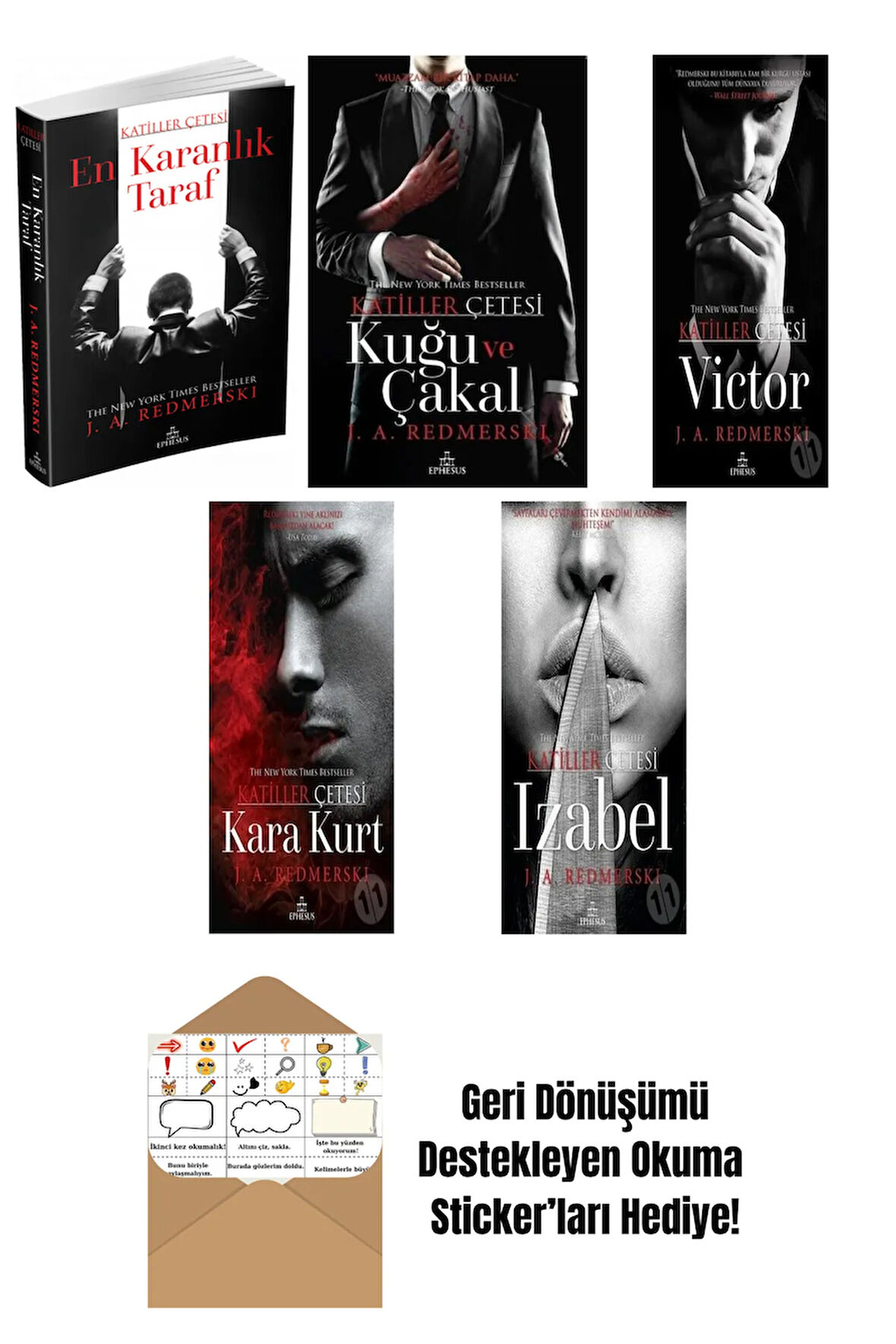 J. A. Redmerski 5 Kitap Seti + Okuma Sticker'ları