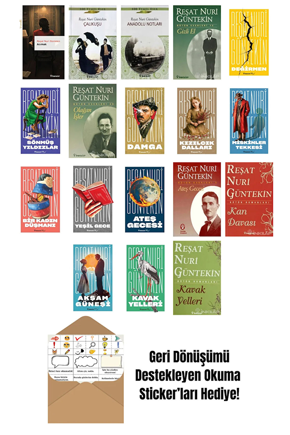 Reşat Nuri Güntekin 18 Kitap Seti + Okuma Sticker'ları