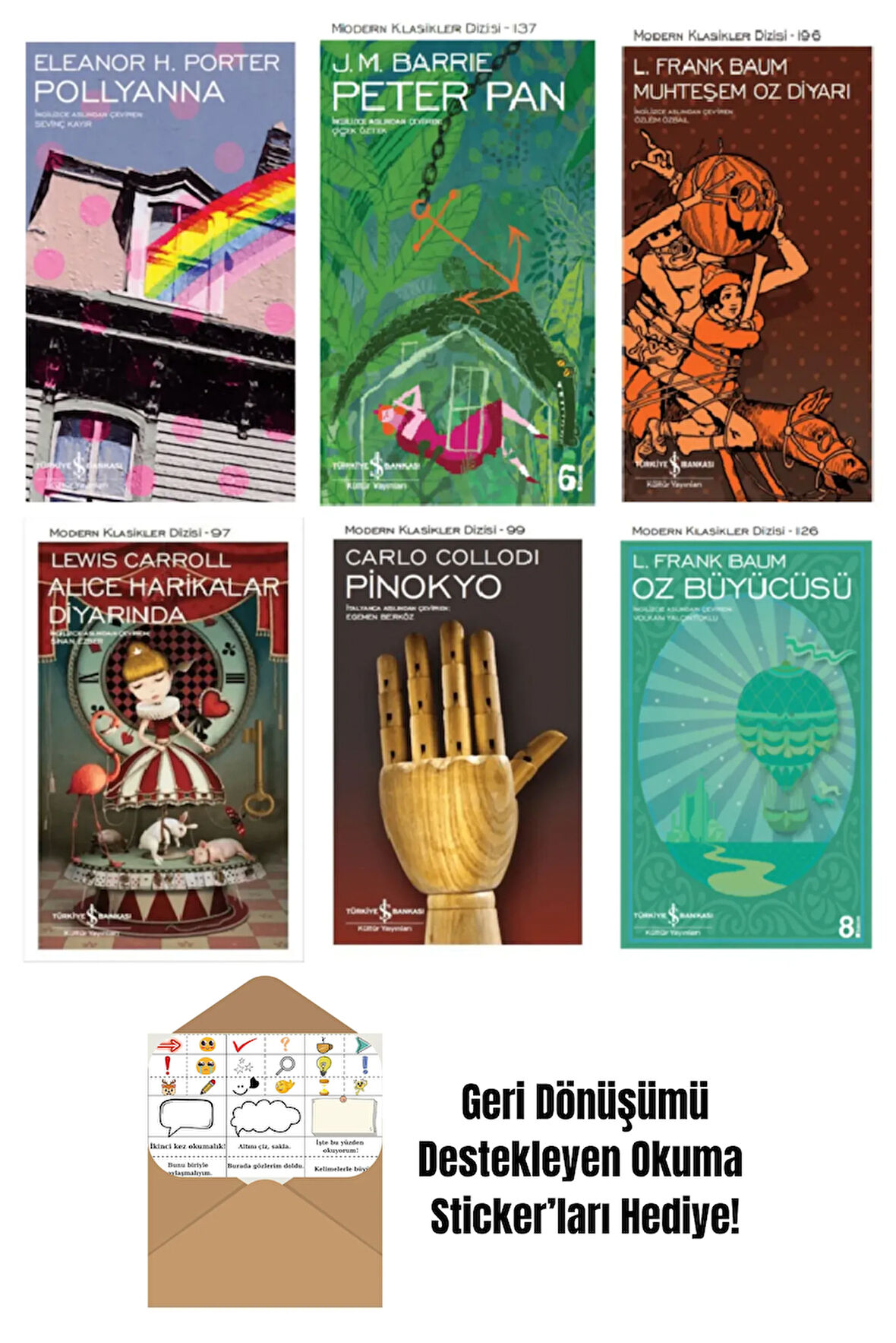Pollyanna+Peter Pan+Muhteşem Oz Diyarı + Okuma Sticker'ları