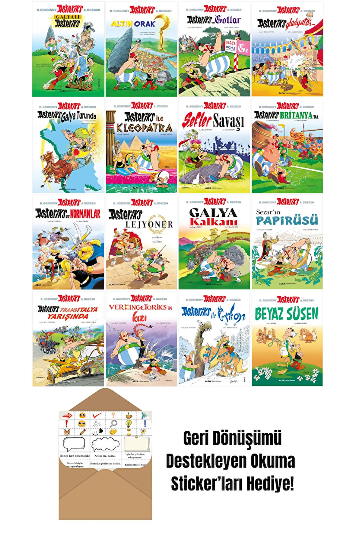 Asteriks 16 Cilt Çizgi Roman Seti + Okuma Sticker'ları