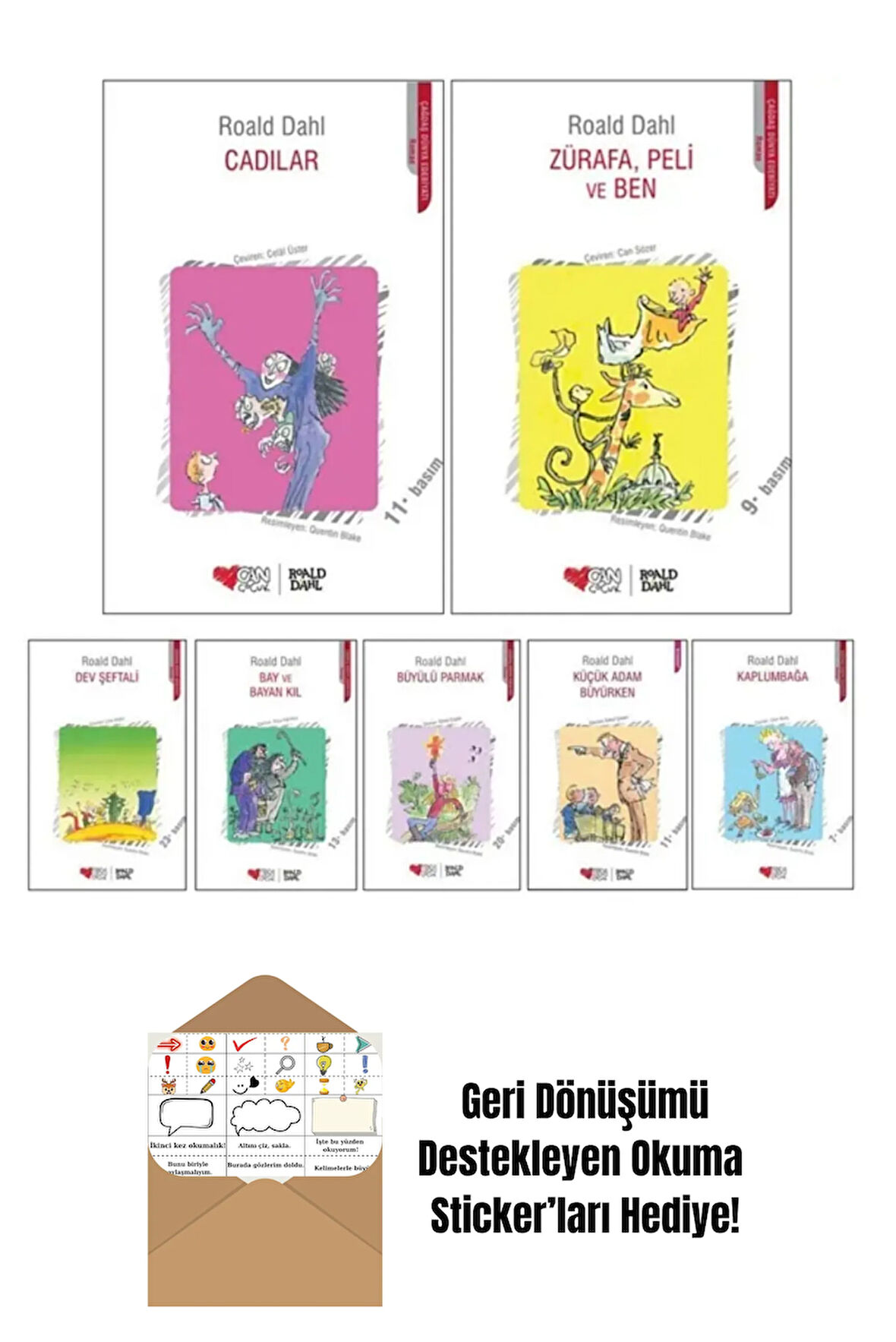 Roald Dahl 7 Kitap Set + Okuma Sticker'ları