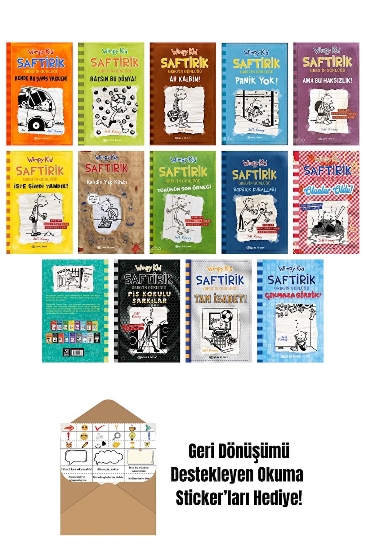 Jeff Kinney 14 Kitap Seti + Okuma Sticker'ları