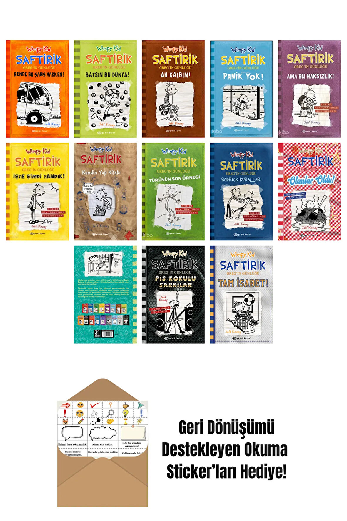 Jeff Kinney 13 Kitap Seti + Okuma Sticker'ları