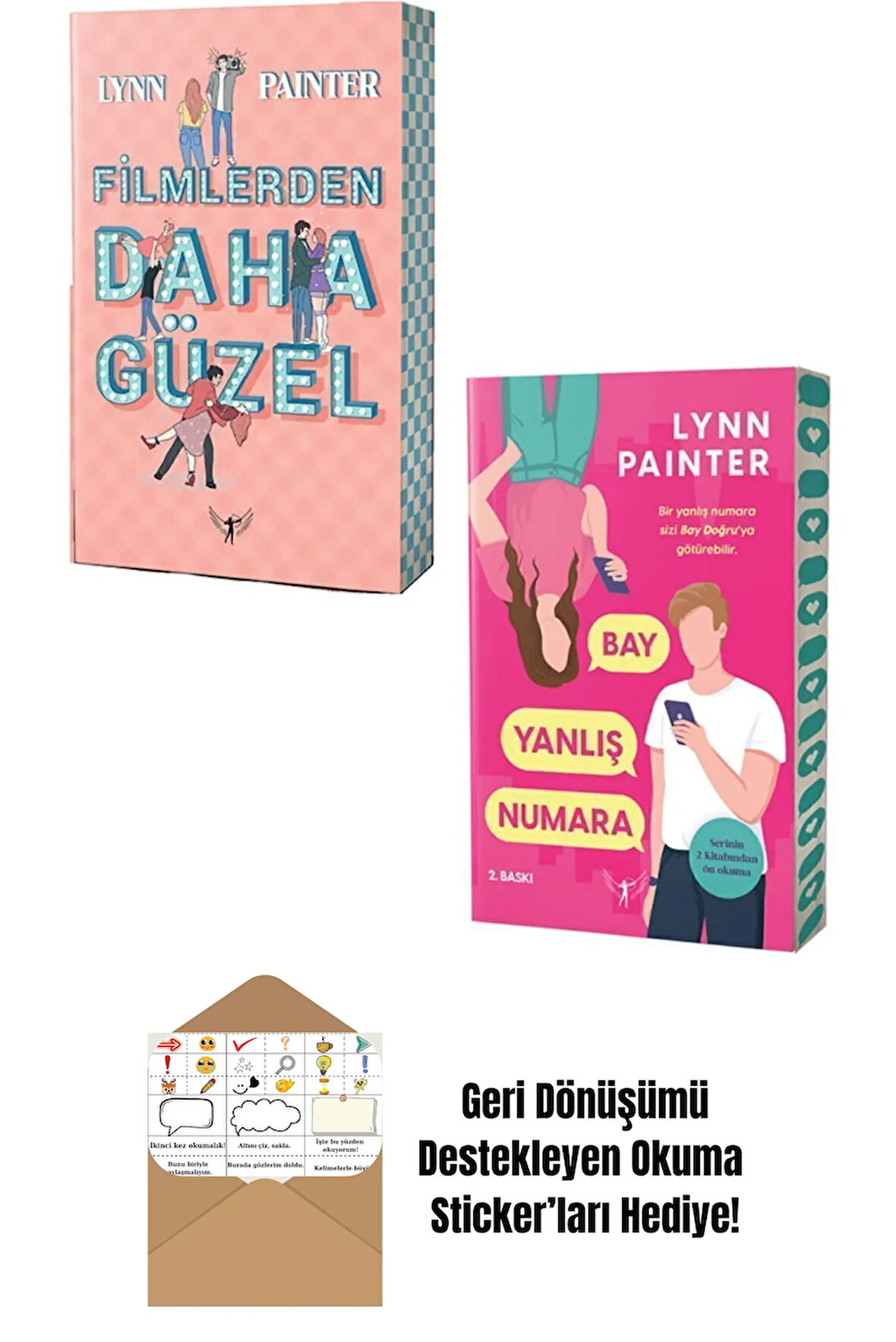 Filmlerden Daha Güzel + Bay Yanlış Numara 2 Kitap Set + Okuma Sticker'ları