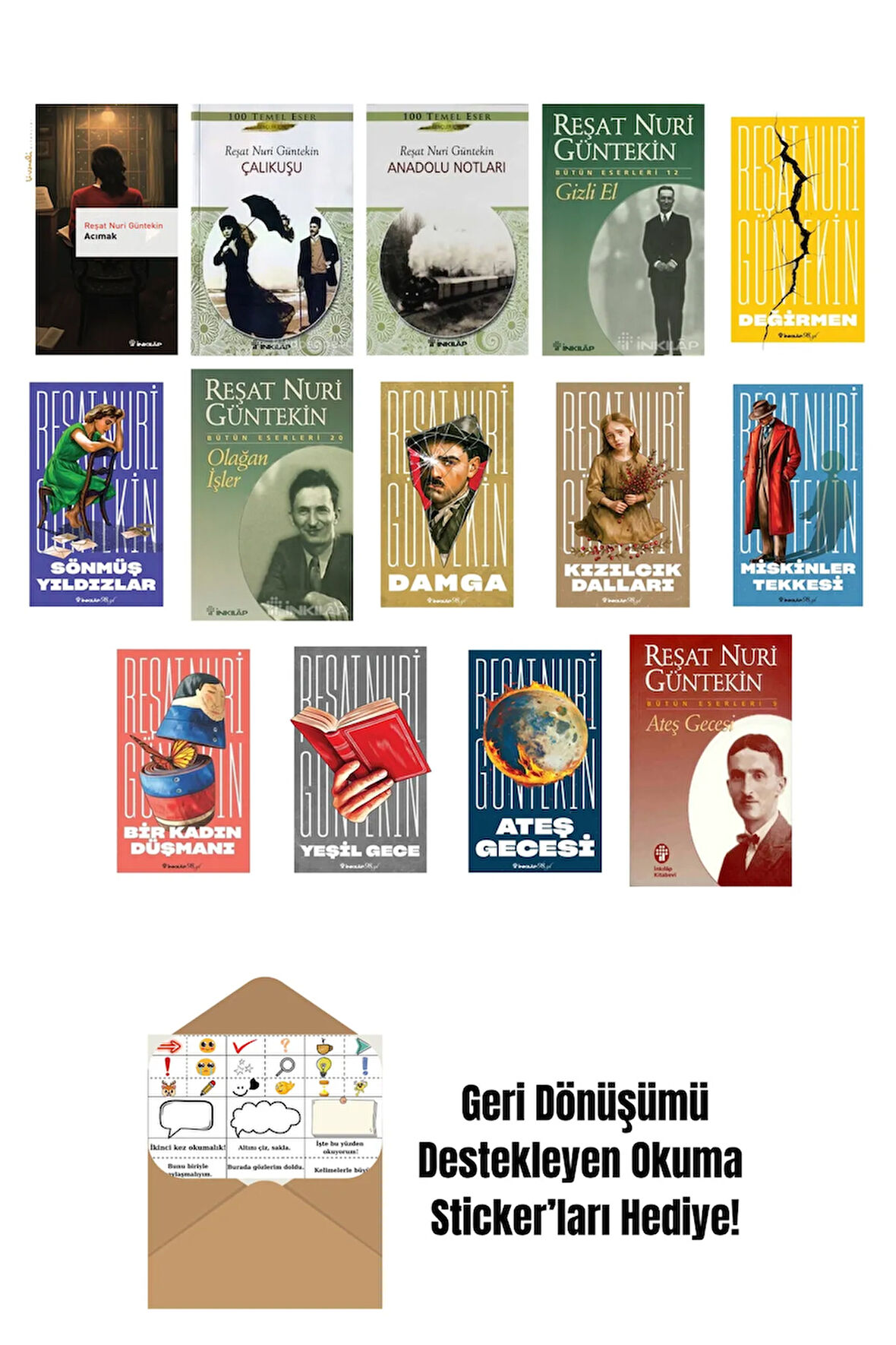Reşat Nuri Güntekin 14 Kitap Seti + Okuma Sticker'ları