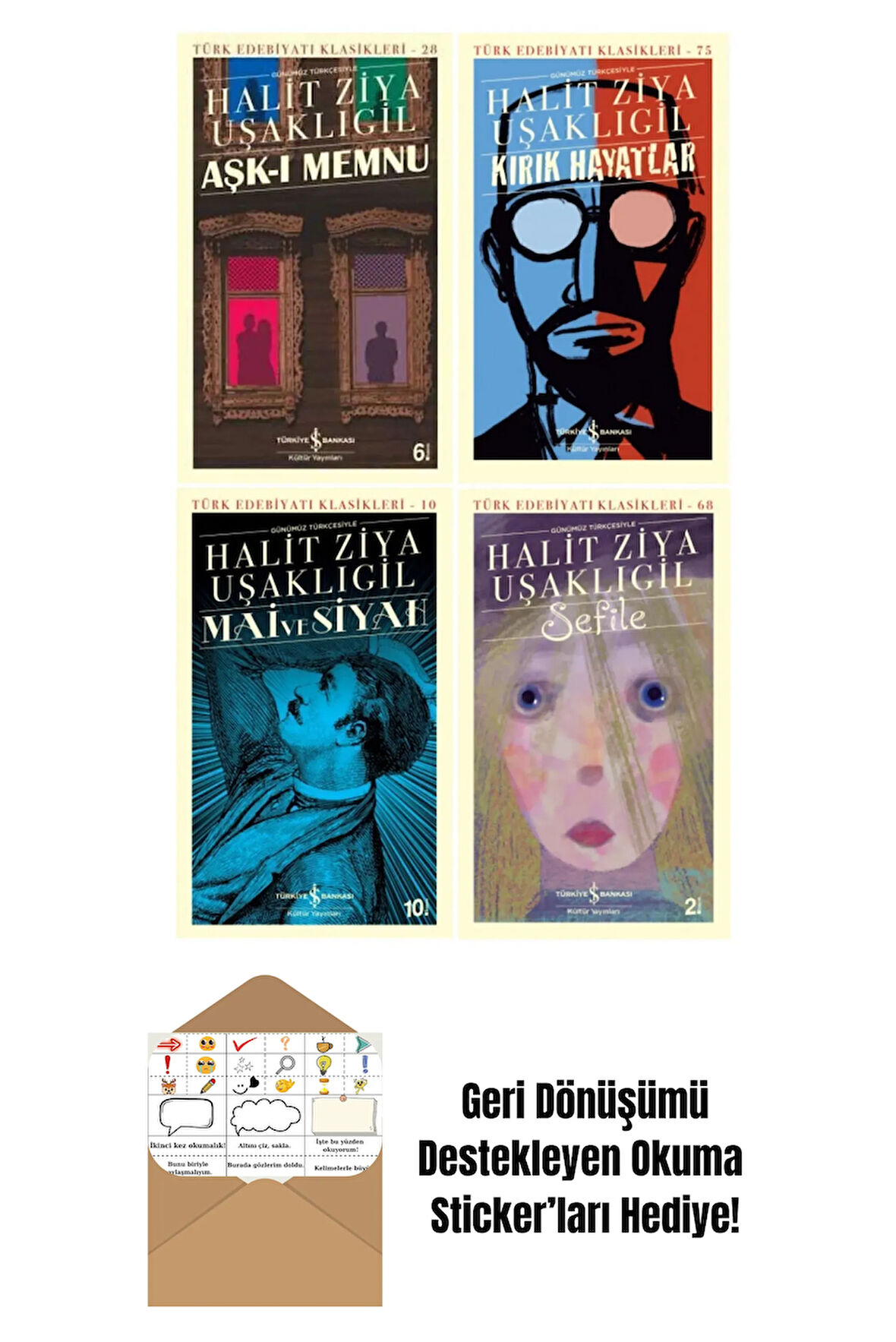 Halit Ziya Uşaklıgil 4 Kitap Set + Okuma Sticker'ları