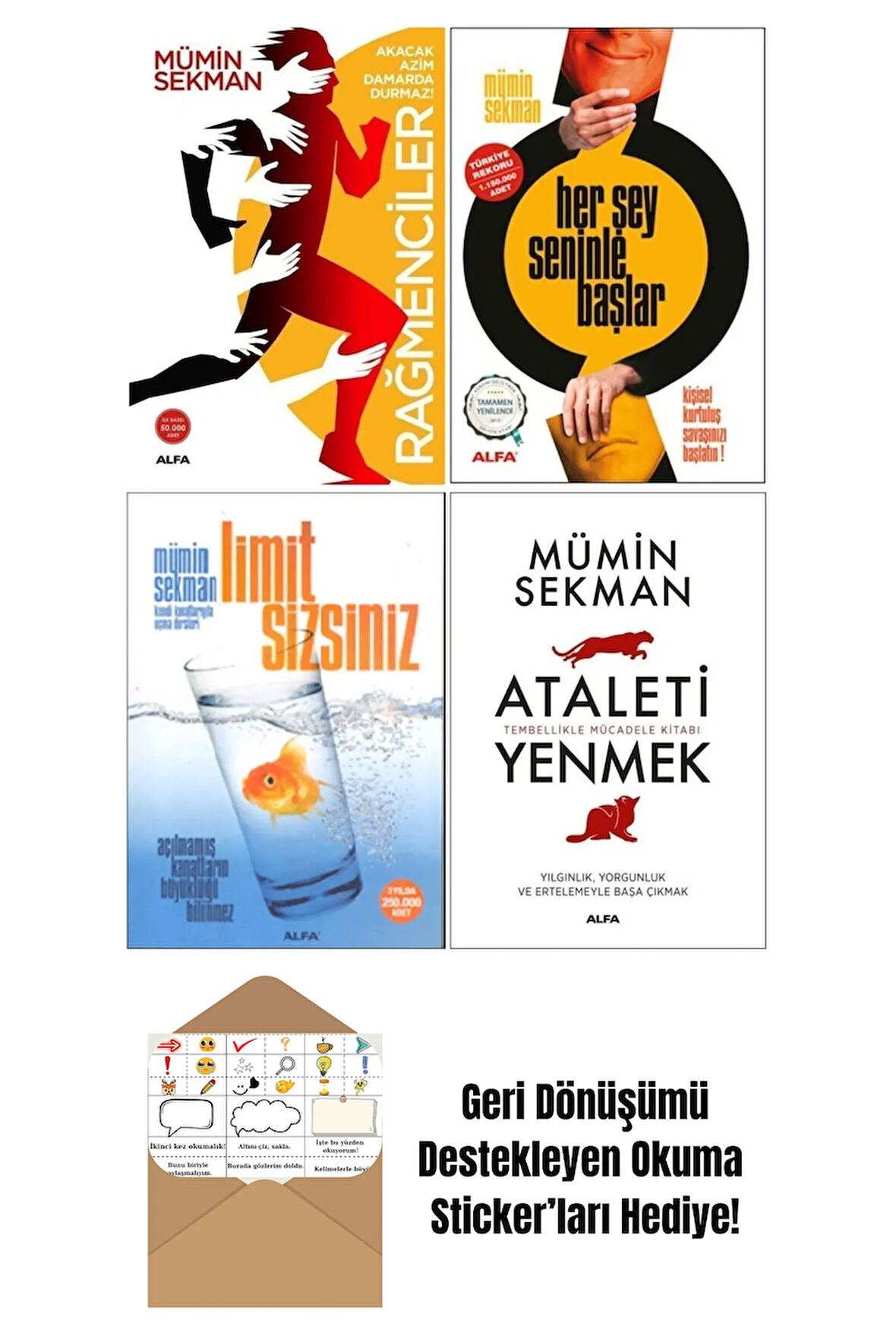 Mümin Sekan 4 Kitap Kişisel Gelişim Seti + Okuma Sticker'ları