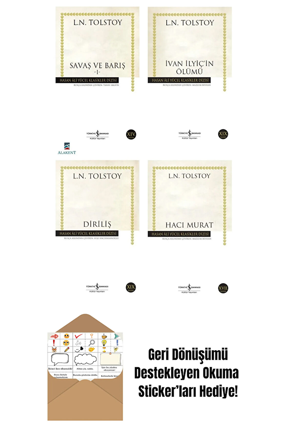 Tolstoy 4 Kitaplık Roman Seti + Okuma Sticker'ları