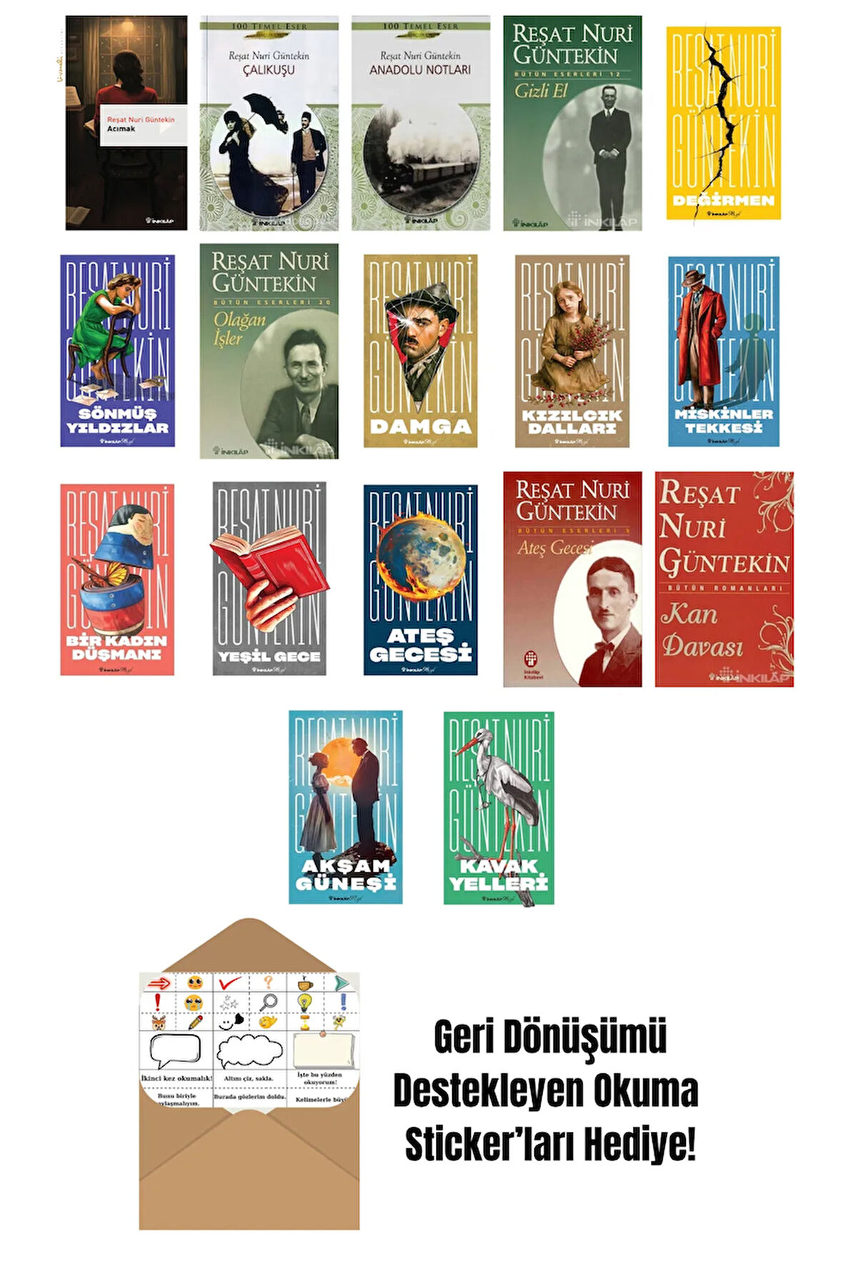 Reşat Nuri Güntekin 17 Kitap Seti + Okuma Sticker'ları