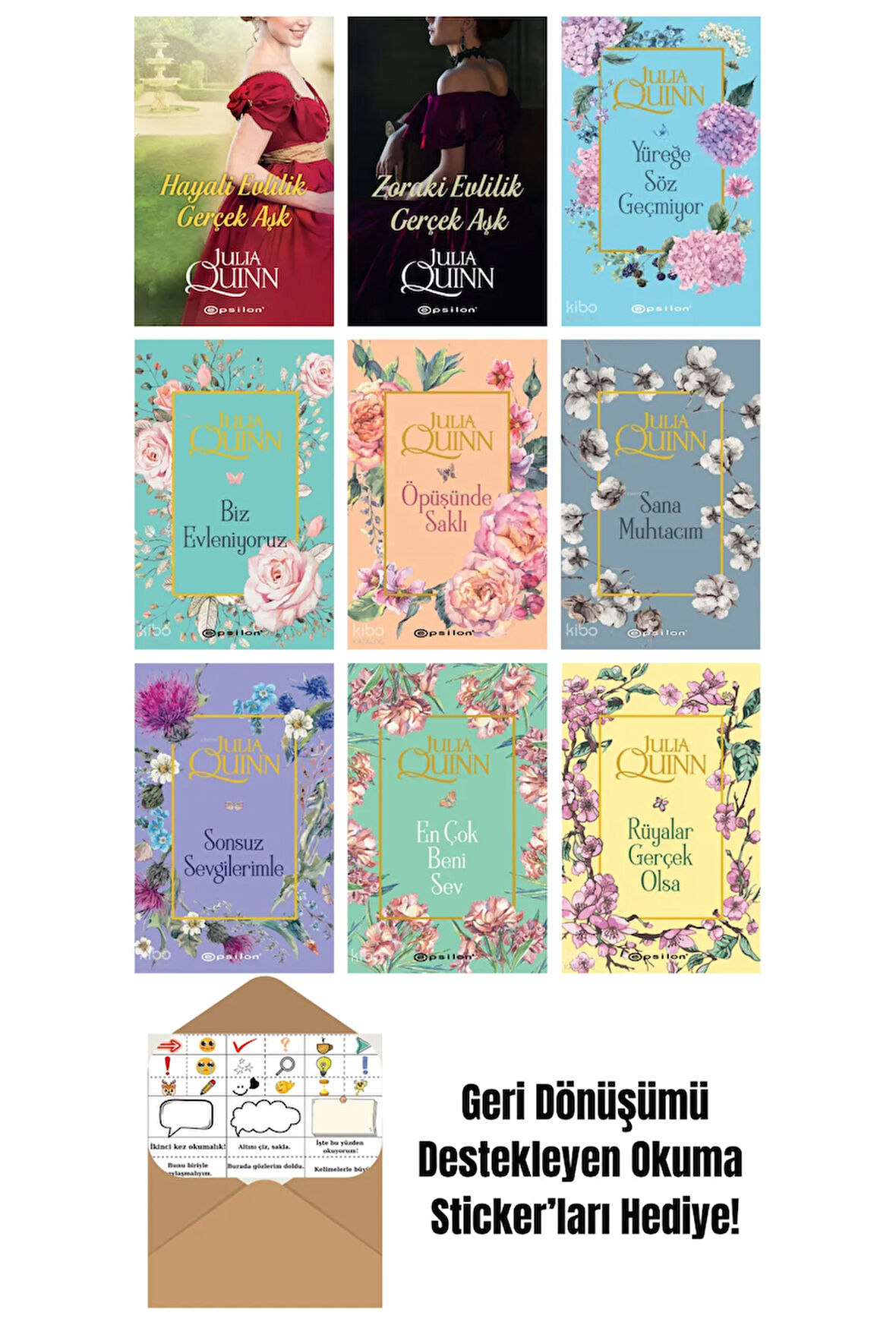 Julia Quinn 9 Kitap Seti + Okuma Sticker'ları