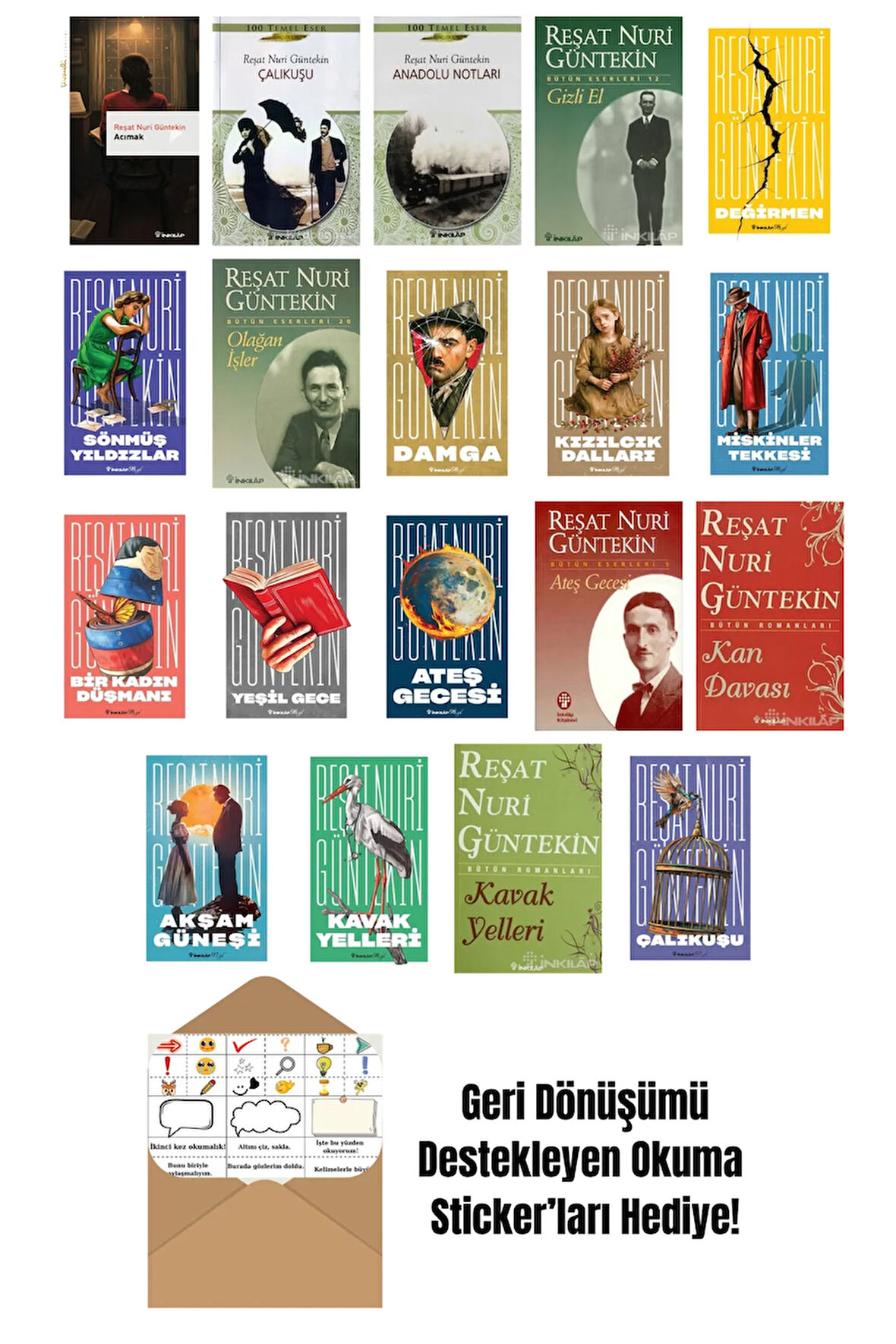 Reşat Nuri Güntekin 19 Kitap Seti + Okuma Sticker'ları