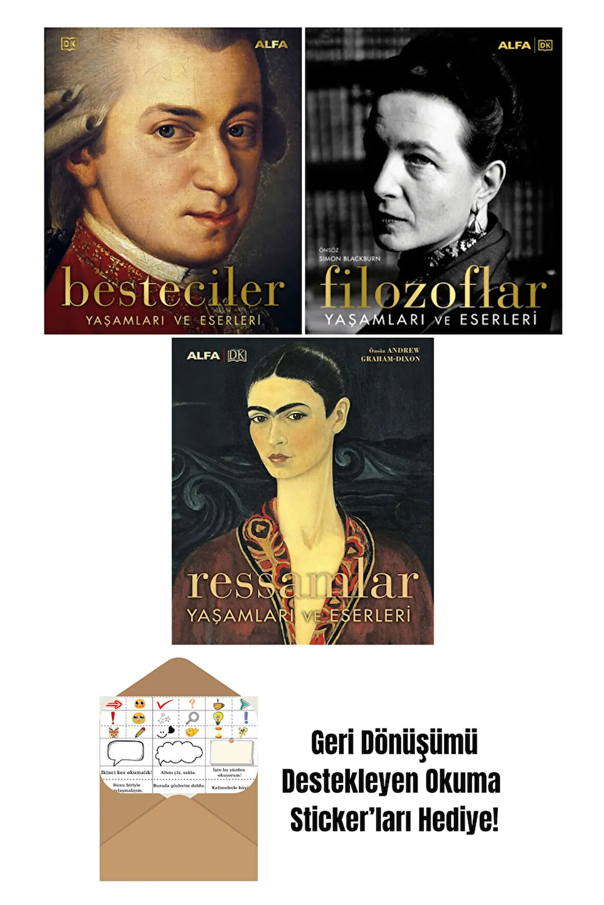 Besteciler - Filozoflar - Ressamlar Yaşamları Ve Eserleri 3 Kitap Set + Okuma Sticker'ları
