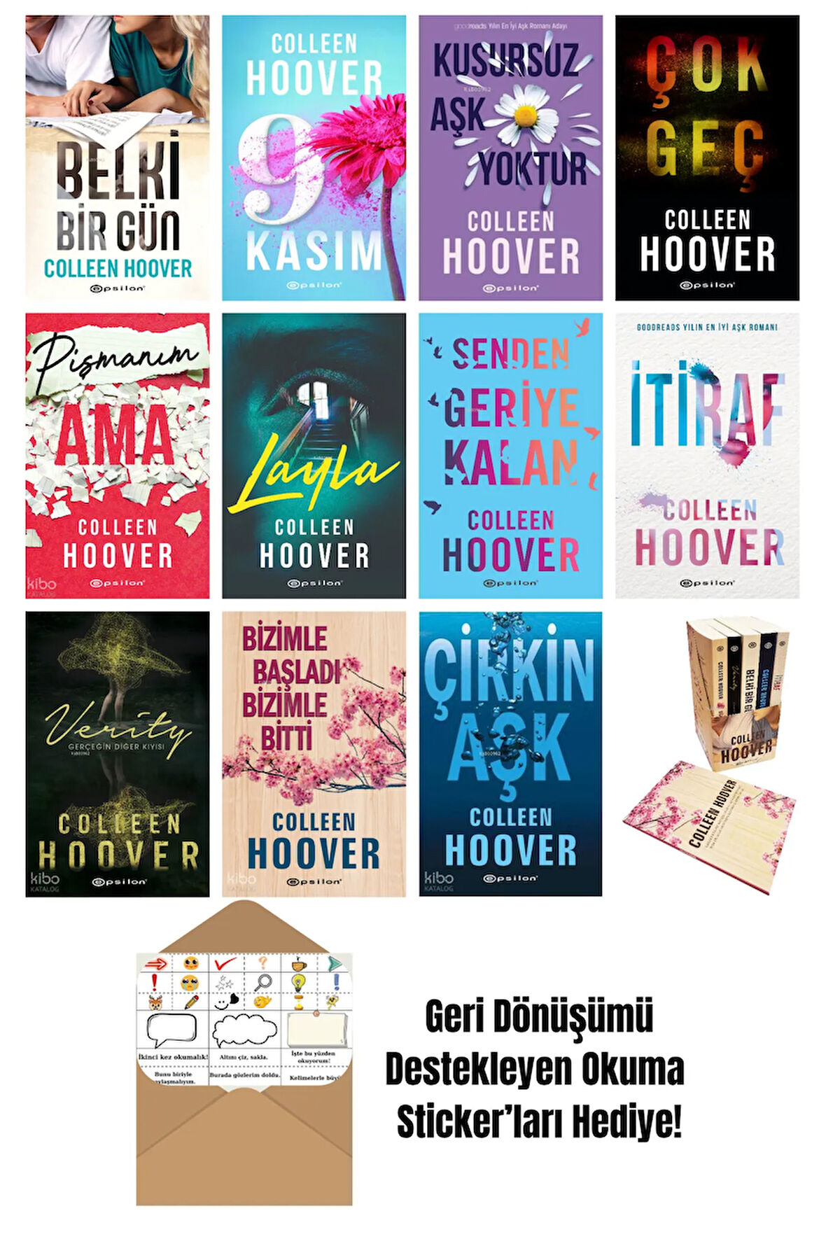 Colleen Hoover 12 Kitap Seti + Okuma Sticker'ları