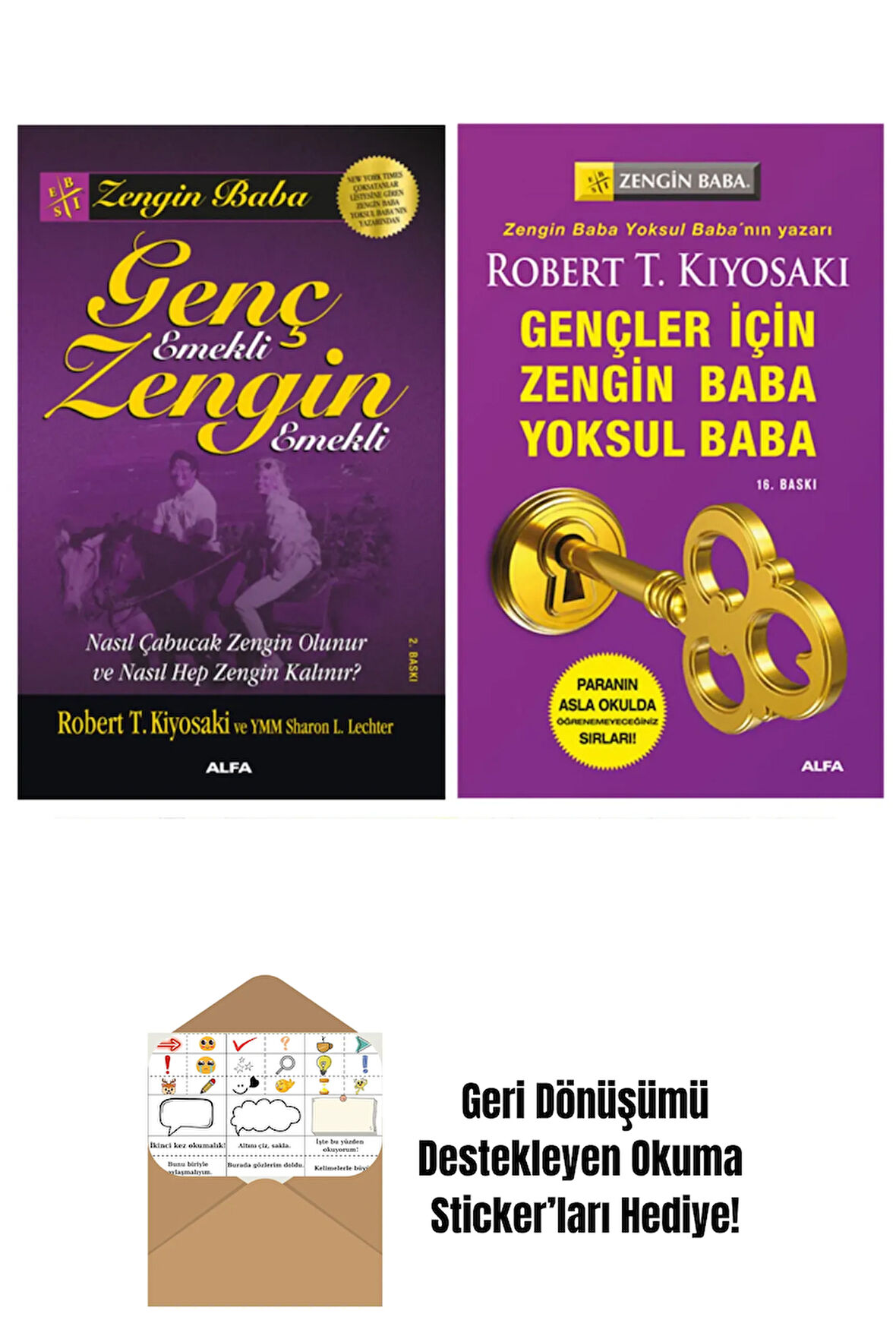 Genç Emekli Zengin Emekli + Gençler İçin Zengin Baba Yoksul Baba 2 Kitap + Okuma Sticker'ları