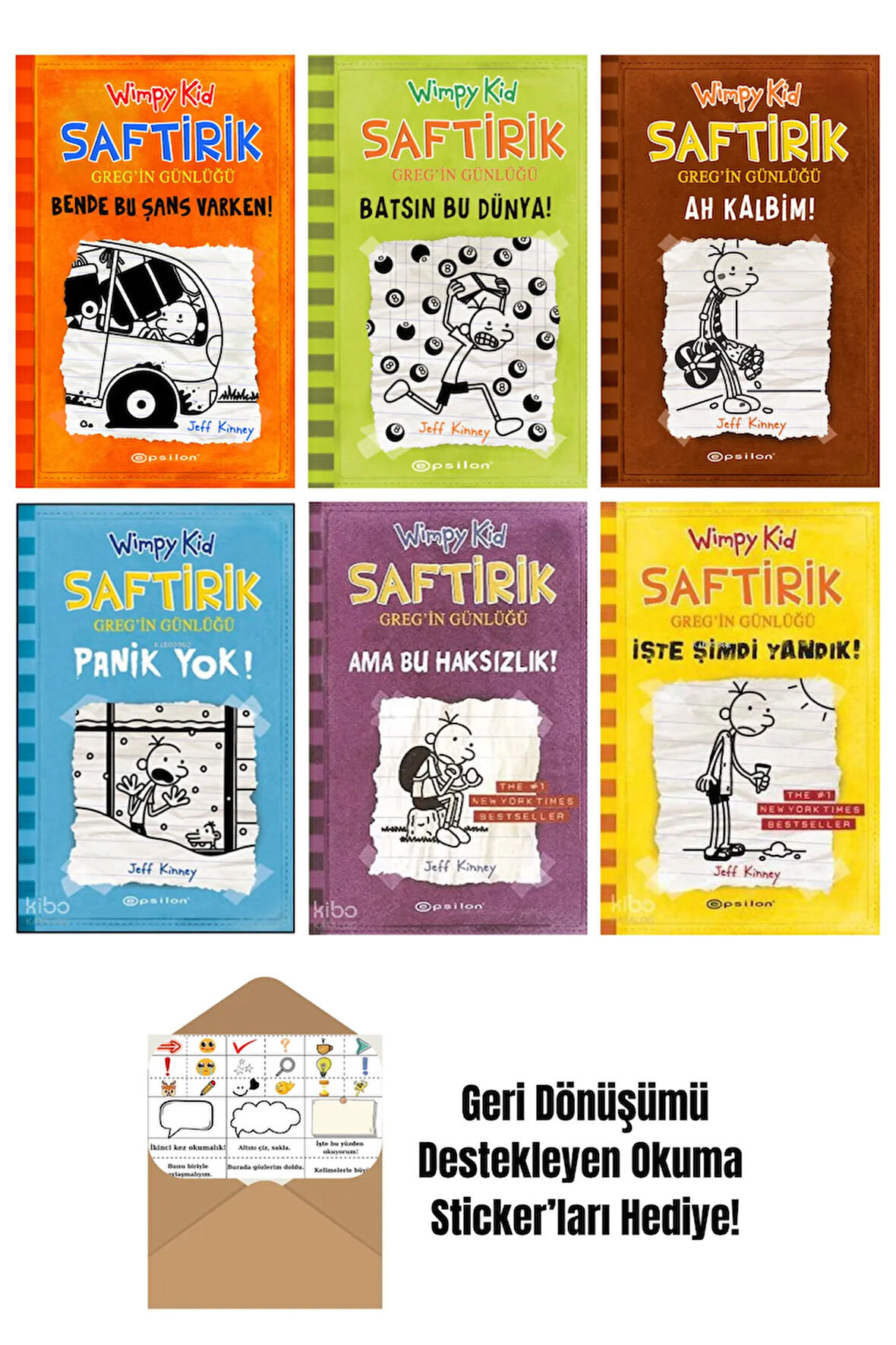 Jeff Kinney 6 Kitap Seti + Okuma Sticker'ları