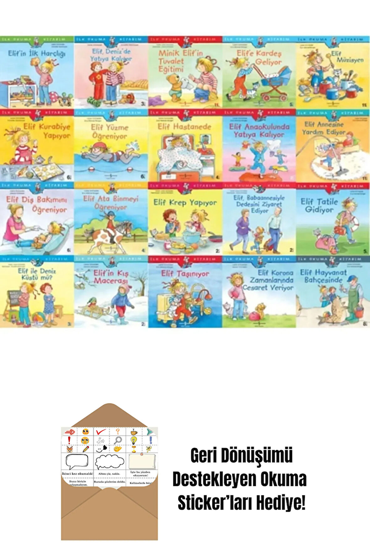 Elif Serisi İlk Okuma Kitaplarım 20 Kitap Set + Okuma Sticker'ları