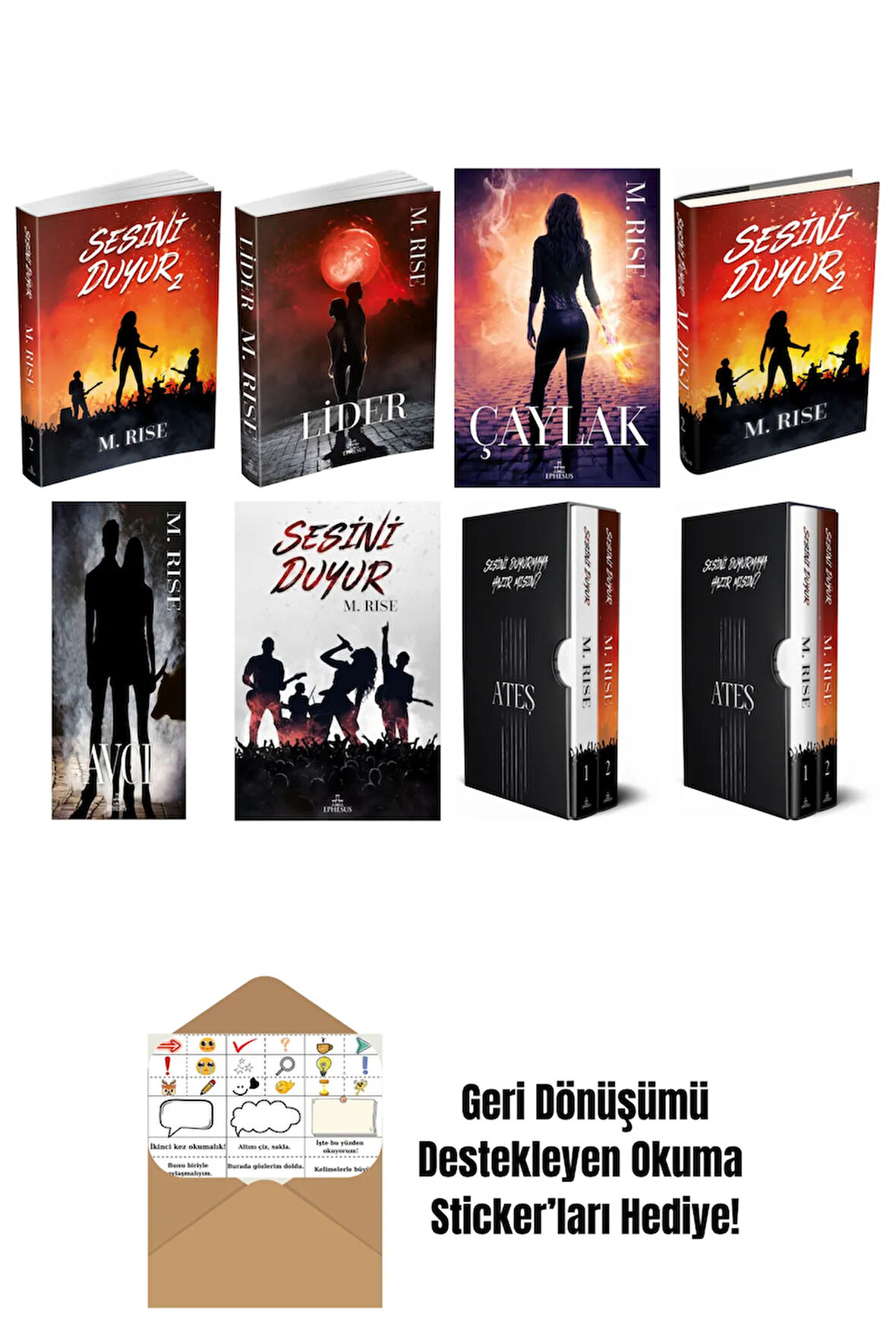 M. Rise 8 Kitap Seti + Okuma Sticker'ları