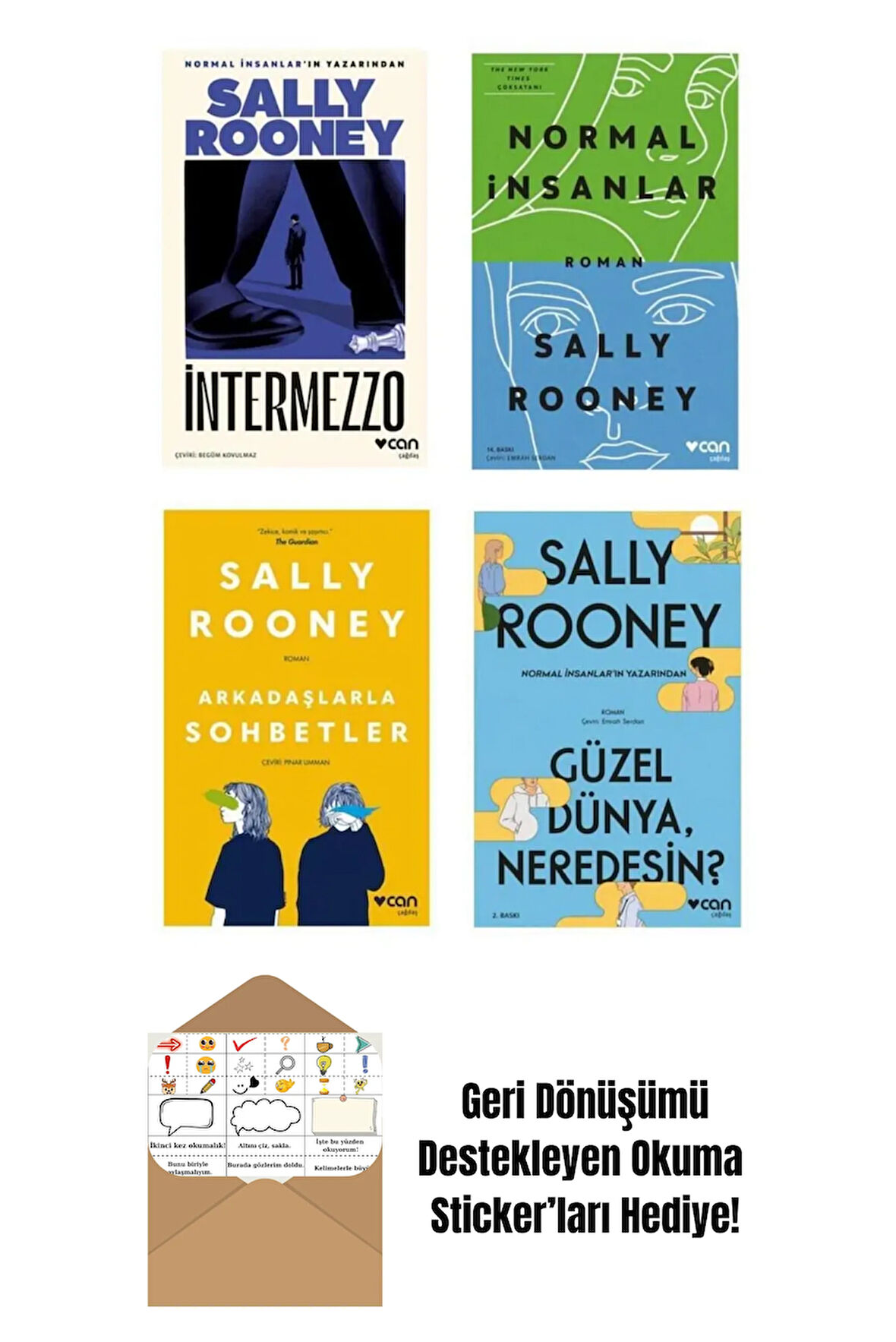 Sally Rooney Seti 4 Kitap Set + Okuma Sticker'ları