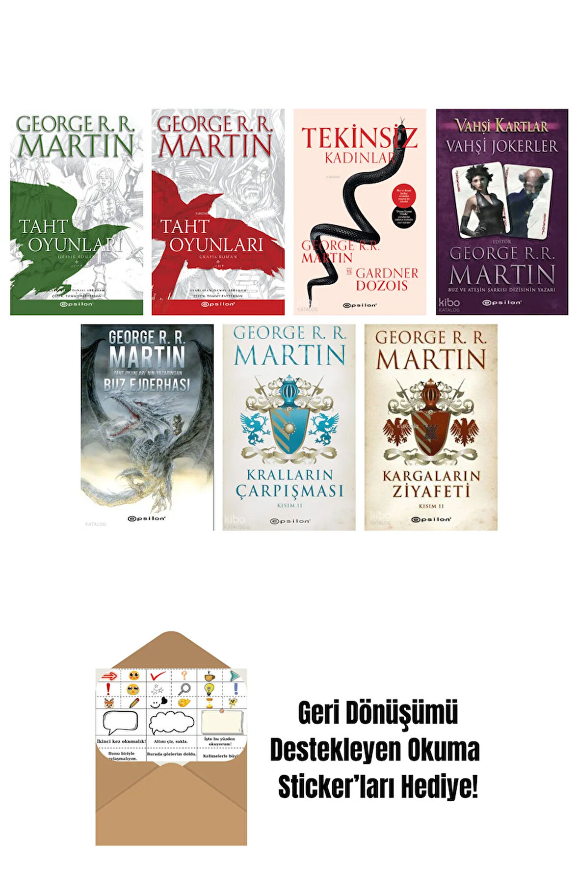 George R. R. Martin 7 Kitap Seti + Okuma Sticker'ları