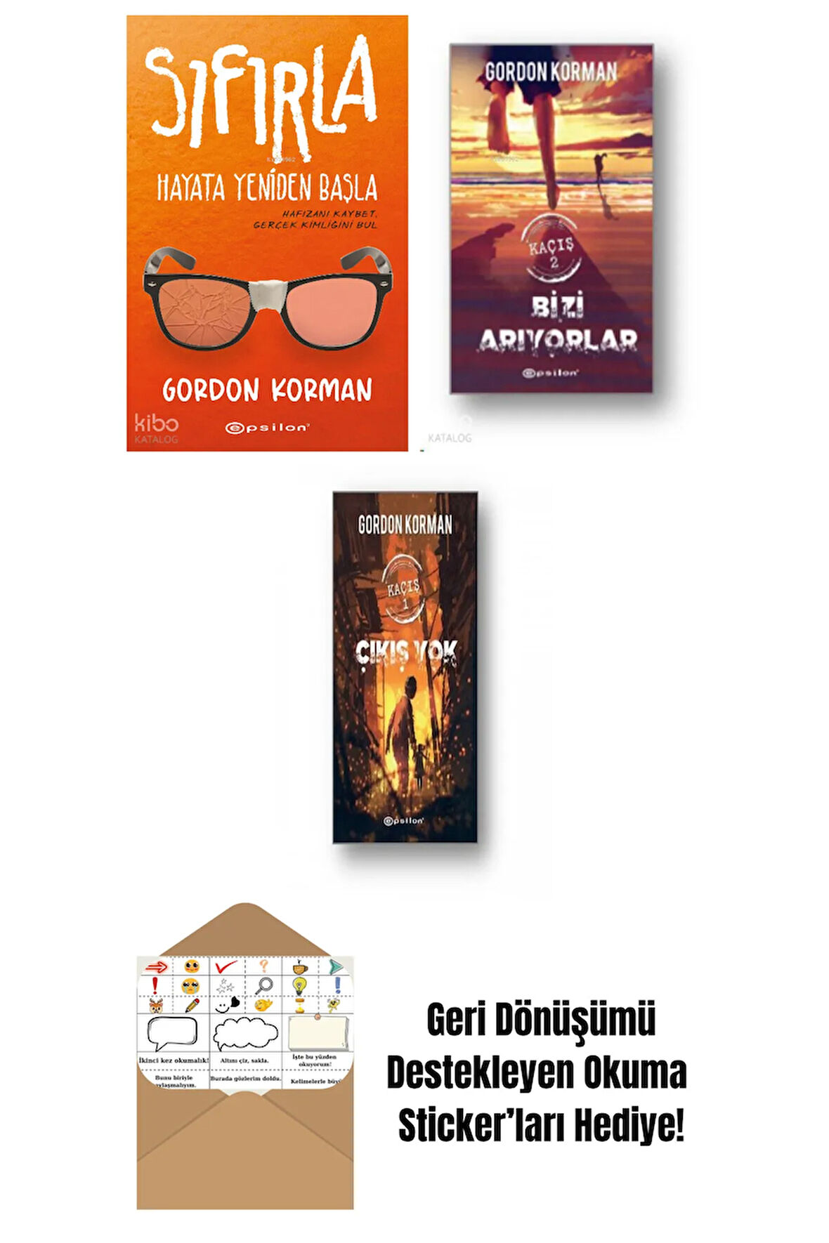 Gordon Korman 3 Kitap Seti + Okuma Sticker'ları