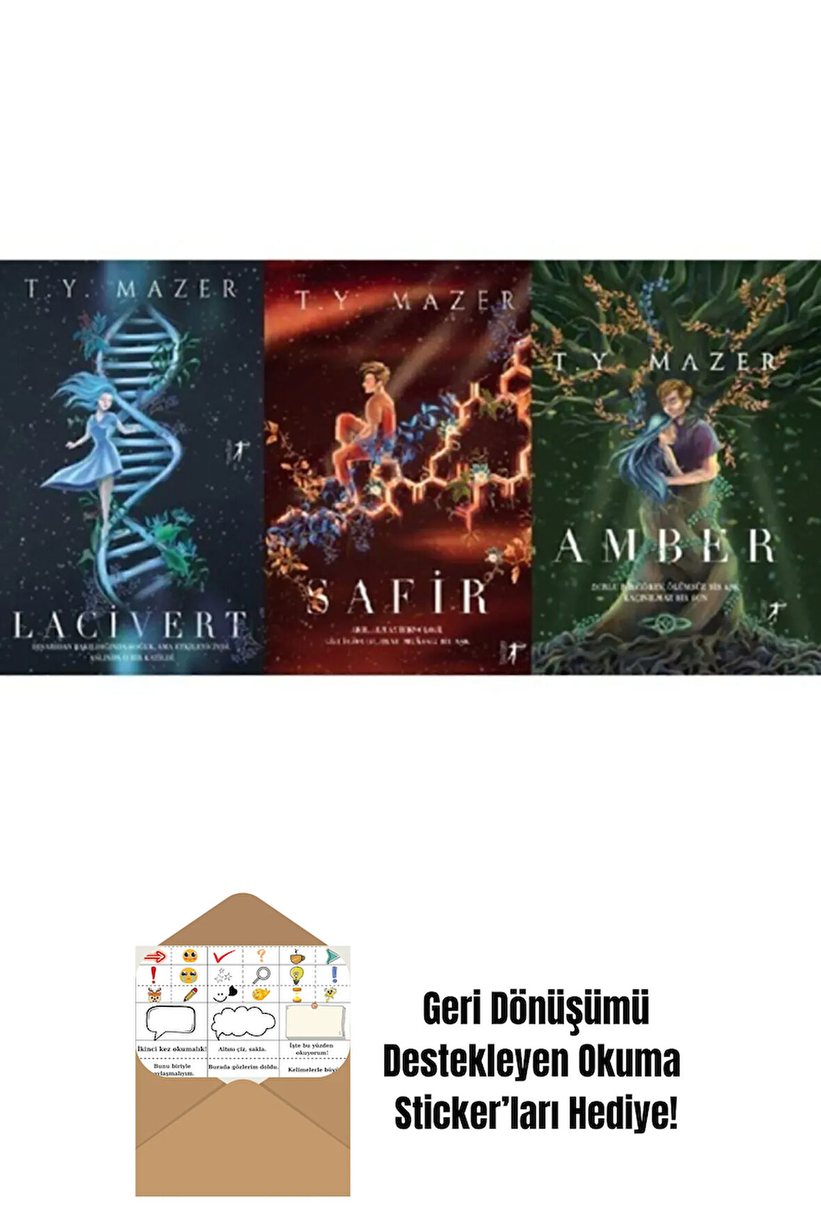 T. Y. Mazer Lacivert Serisi Ciltli 3 Kitap Set + Okuma Sticker'ları