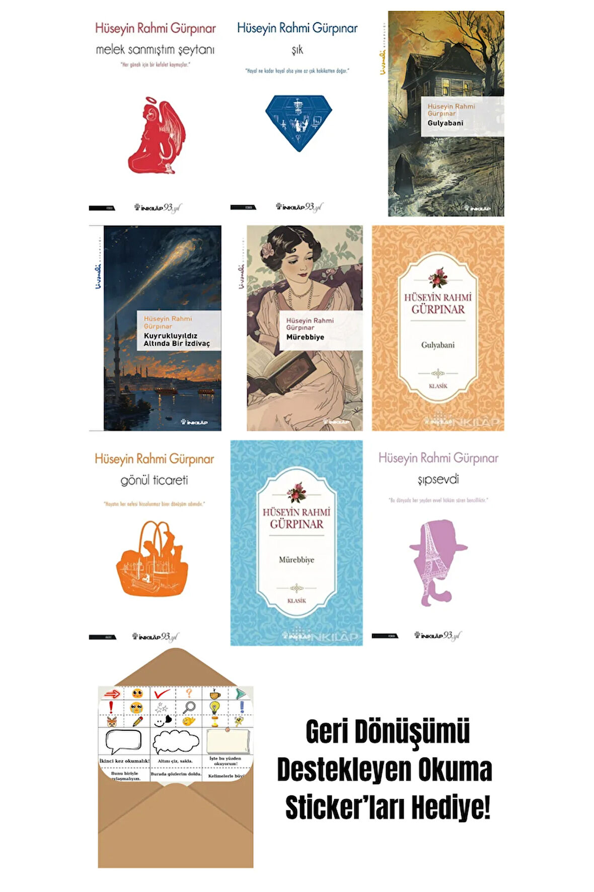 Hüseyin Rahmi Gürpınar 9 Kitap Seti + Okuma Sticker'ları