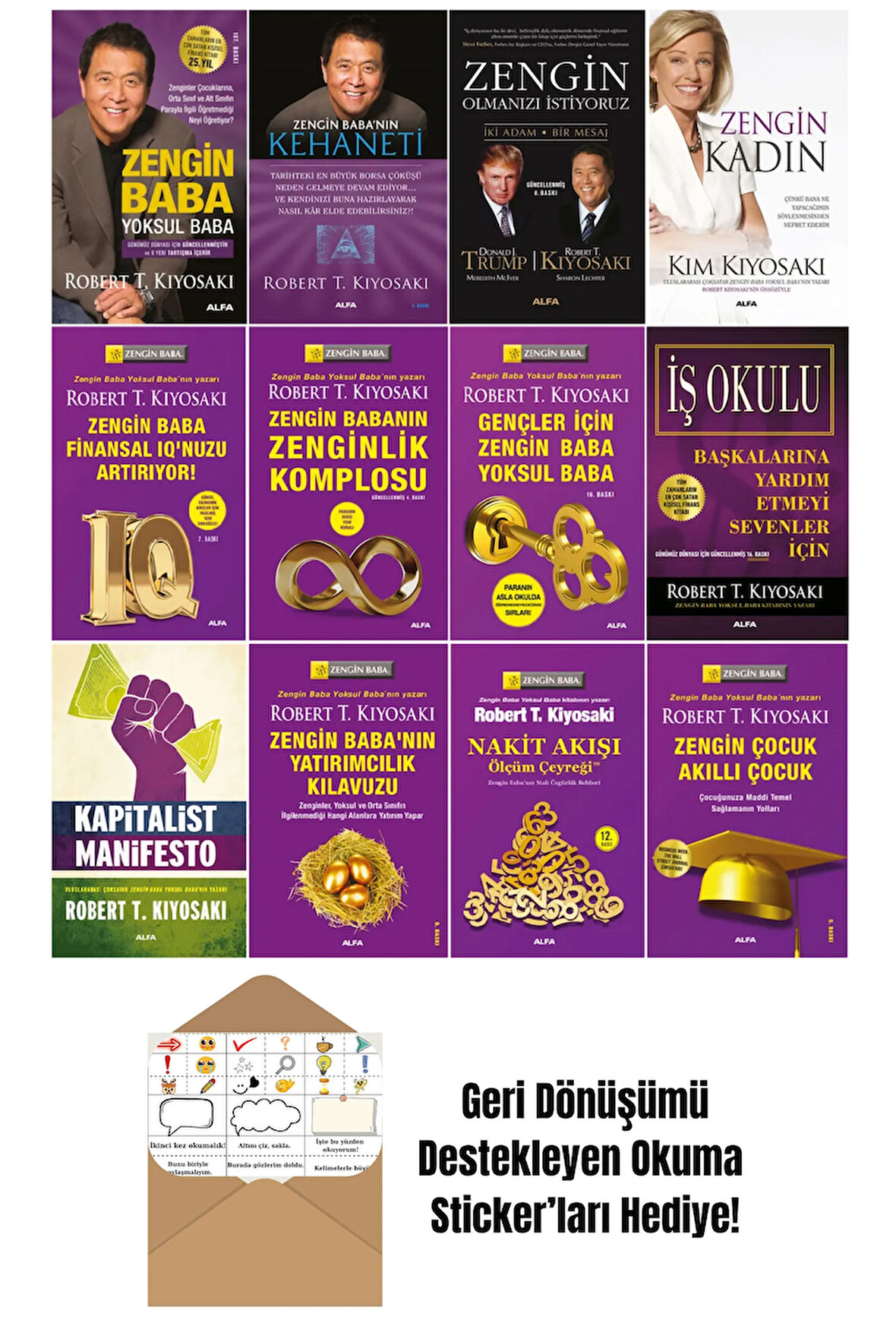 Robert T. Kiyosaki 12 Kitap Set + Okuma Sticker'ları