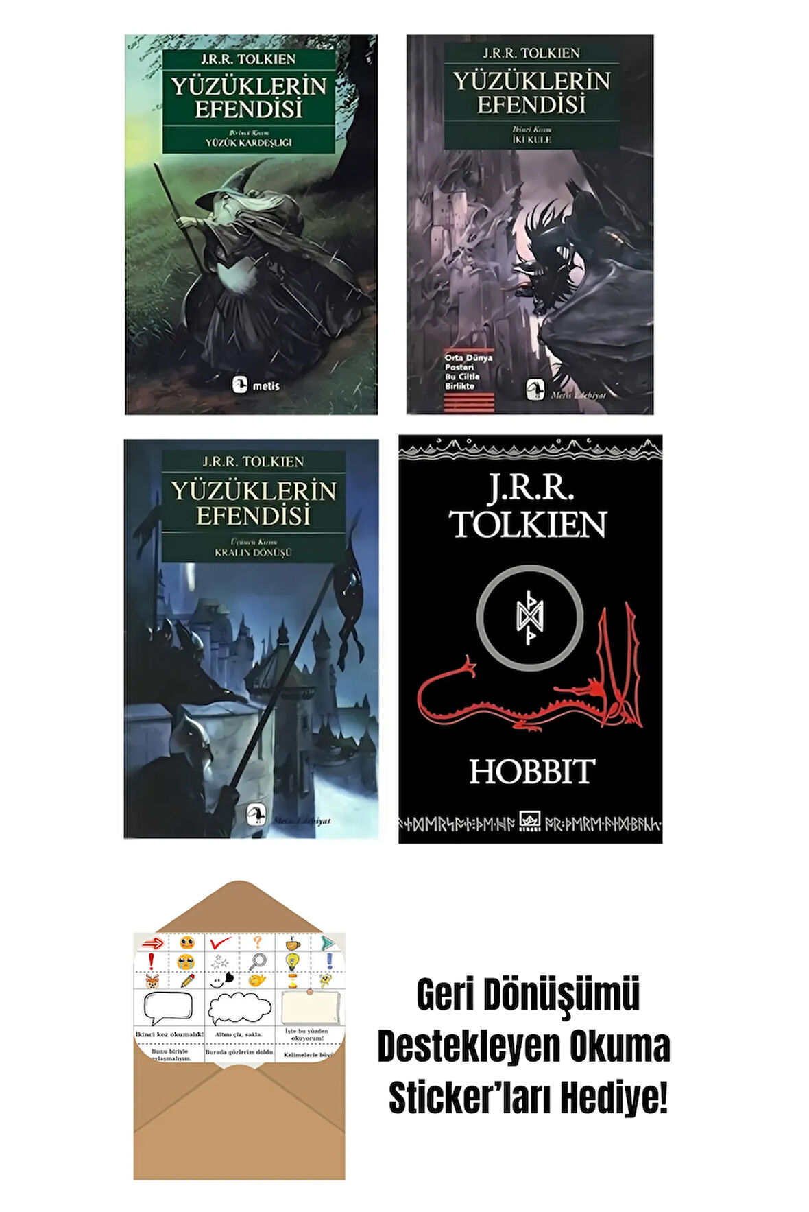 Yüzüklerin Efendisi 3 Kitap + Hobbit + Okuma Sticker'ları