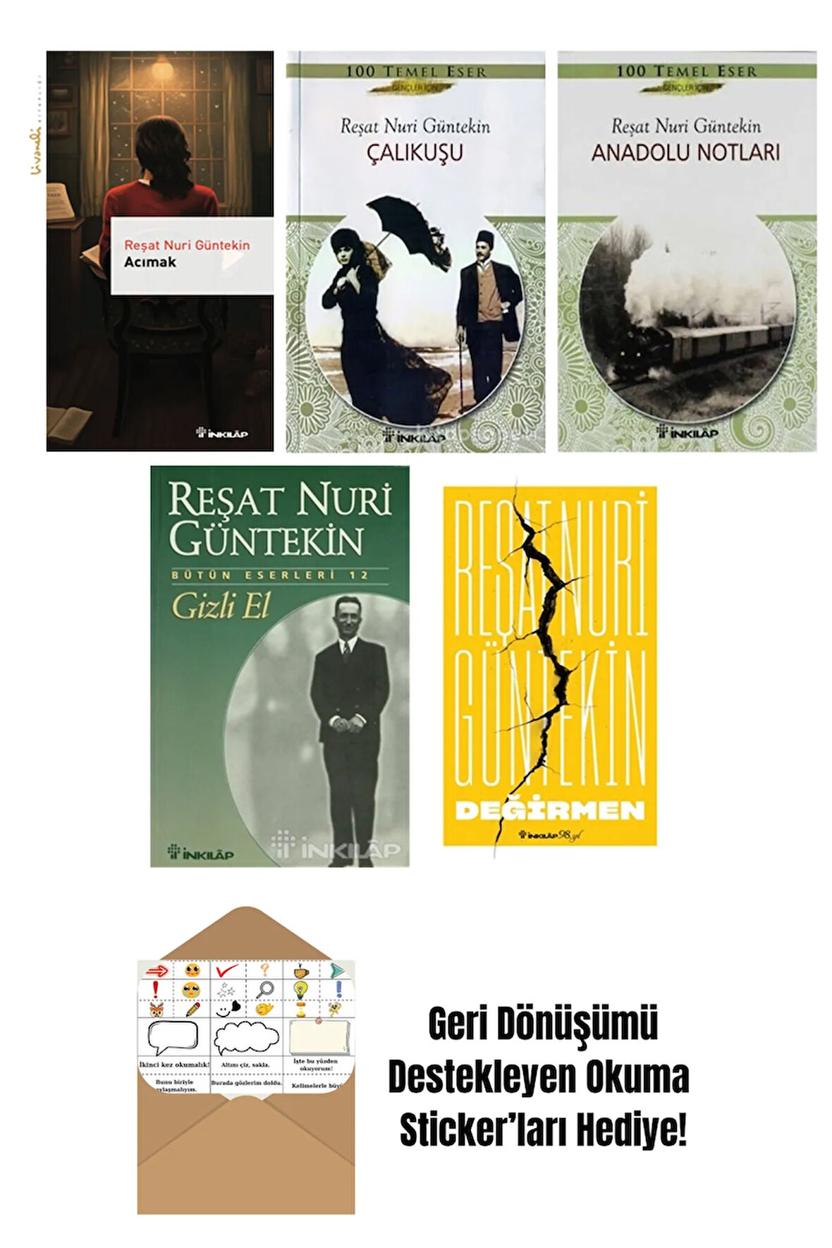 Reşat Nuri Güntekin 5 Kitap Seti + Okuma Sticker'ları