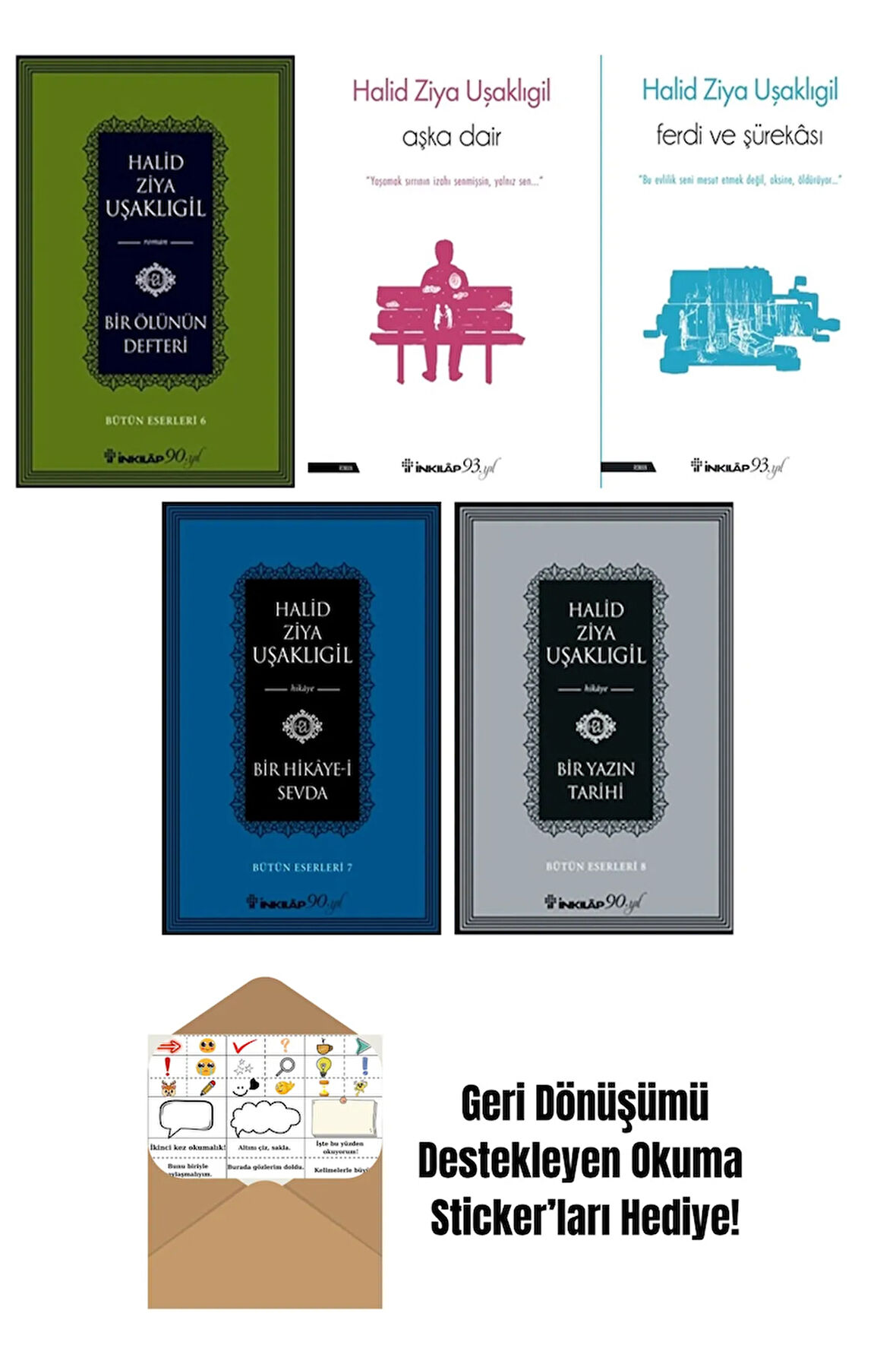 Halid Ziya Uşaklıgil 5 Kitap Seti + Okuma Sticker'ları