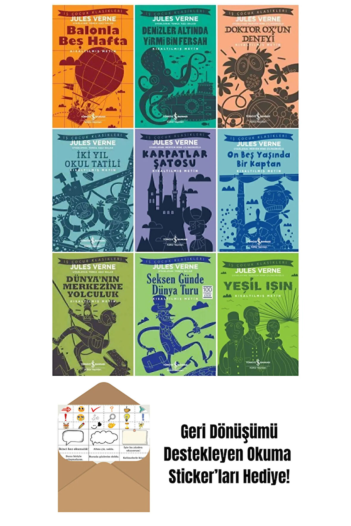 Jules Verne Çocuk Klasikleri 9 Kitap Set + Okuma Sticker'ları
