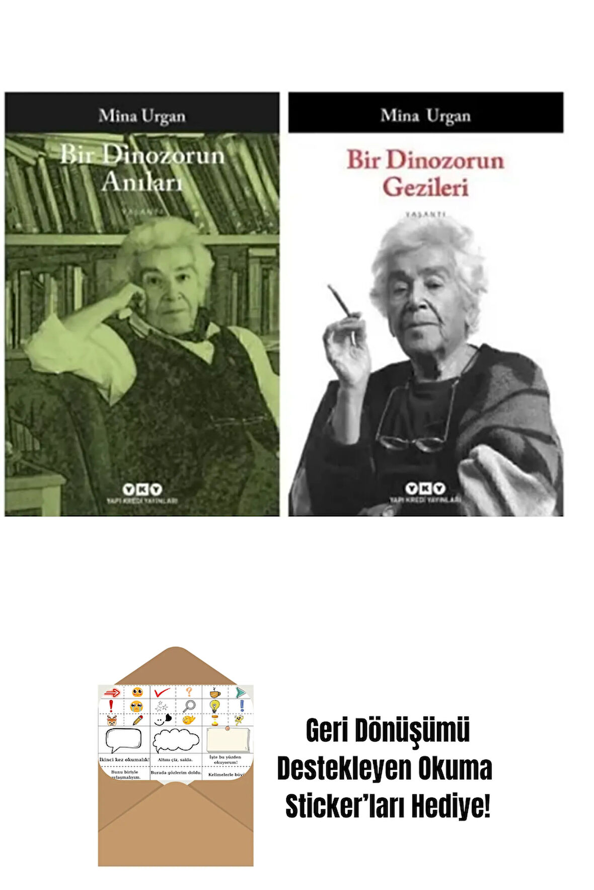 Mina Urgan 2 Kitap Set / Bir Dinozorun Anıları + Okuma Sticker'ları