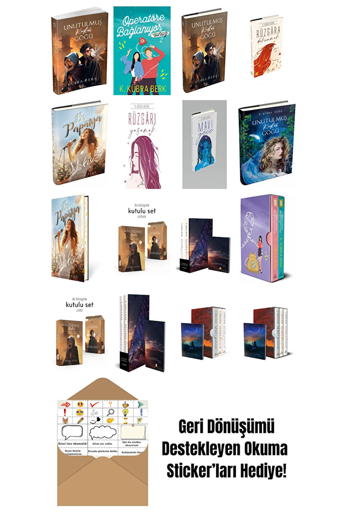 K. Kübra Berk 16 Kitap Seti + Okuma Sticker'ları