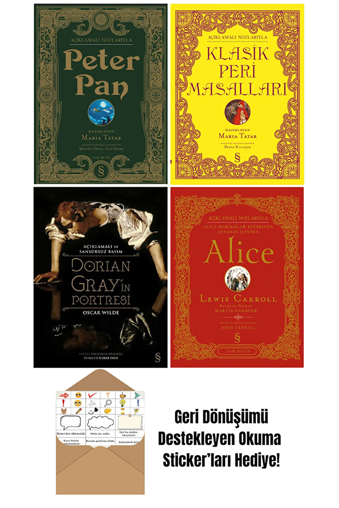 Dorian Grayin Portresi+Alice 4 Kitap Özel Baskılar Ciltli Set + Okuma Sticker'ları